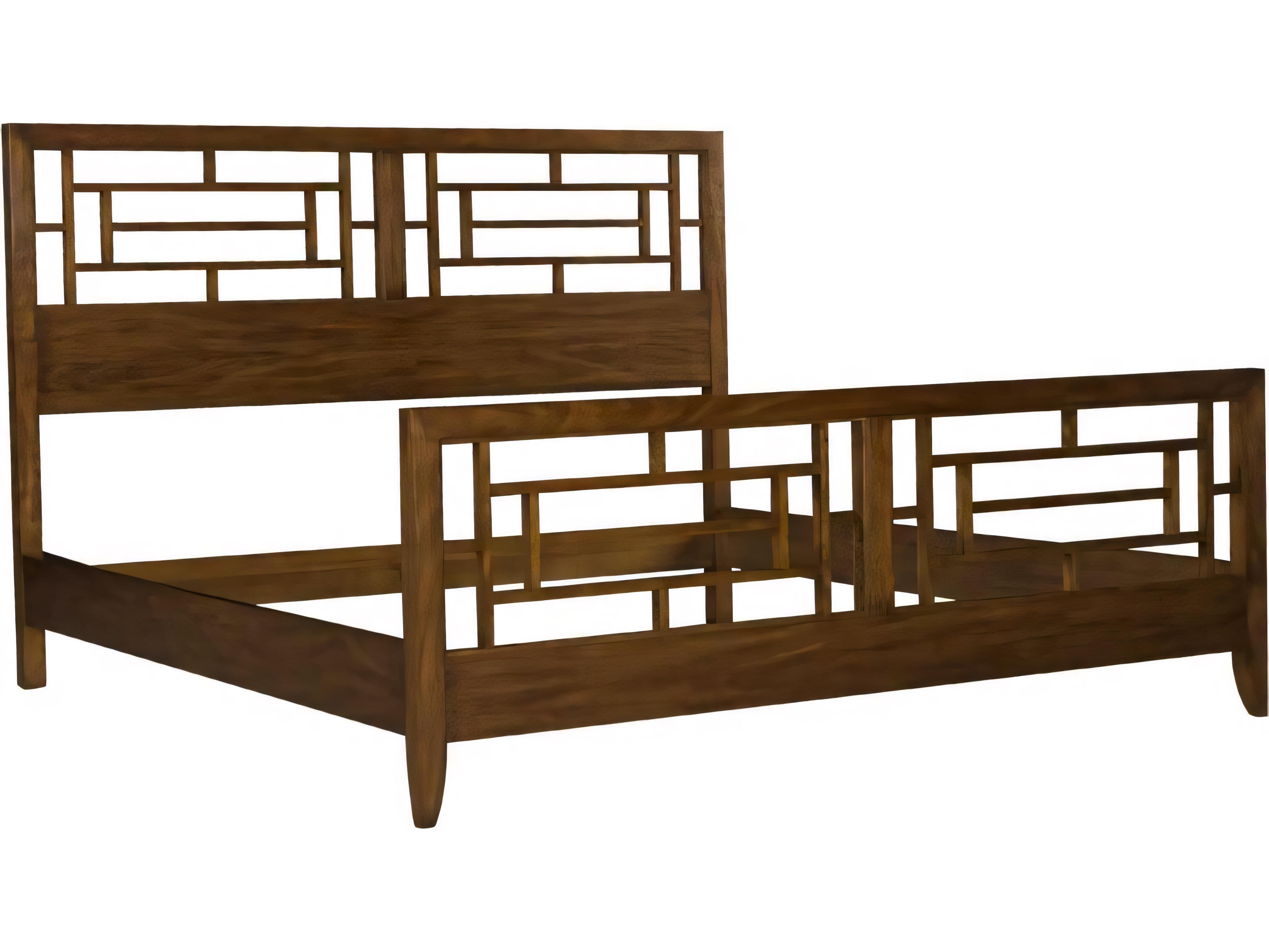 Henkel Harris Brown Mahogany Wood King Panel Bed