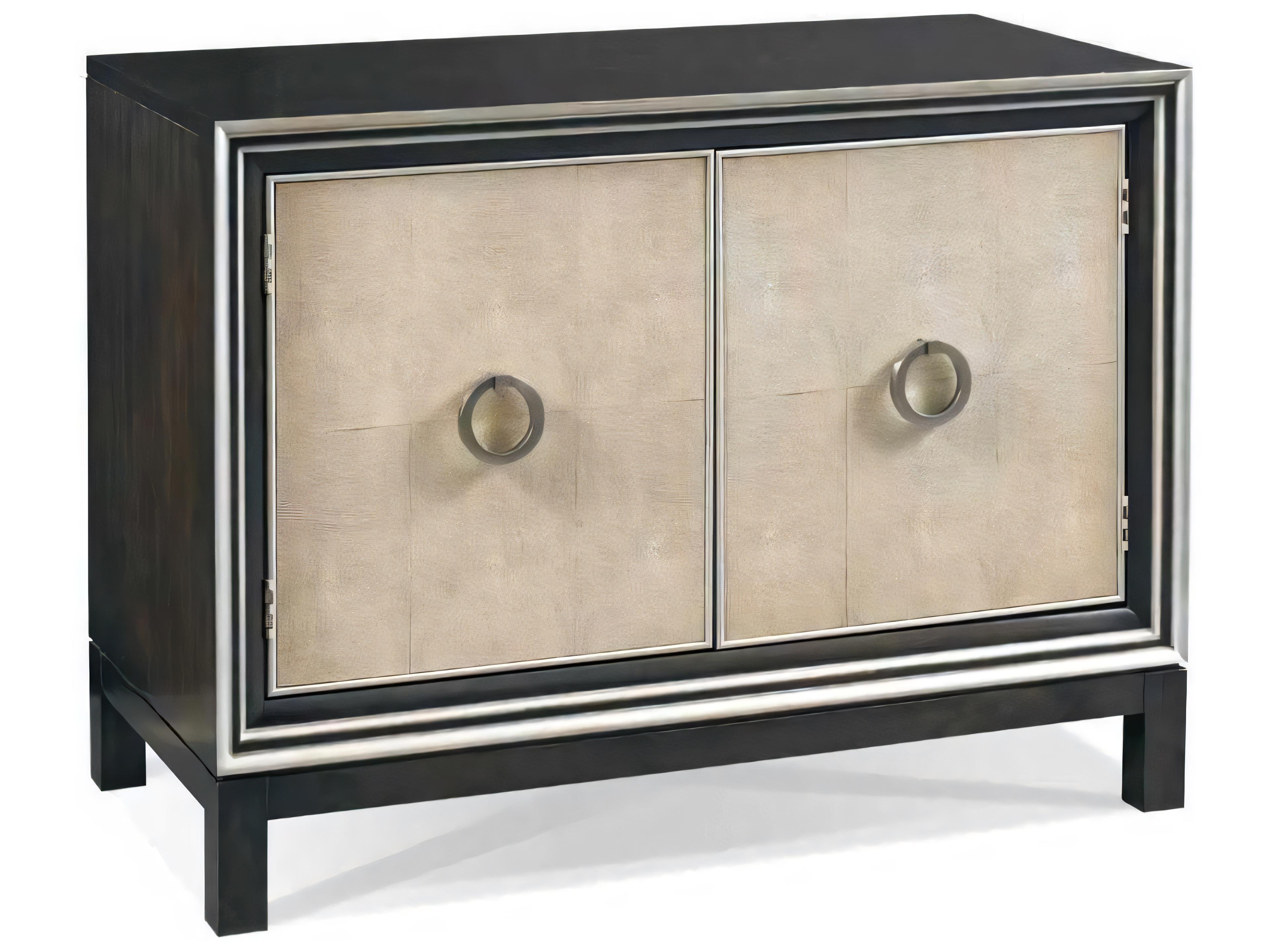 Hickory White Eric Low 2-Door Accent Cabinet with Faux Shagreen