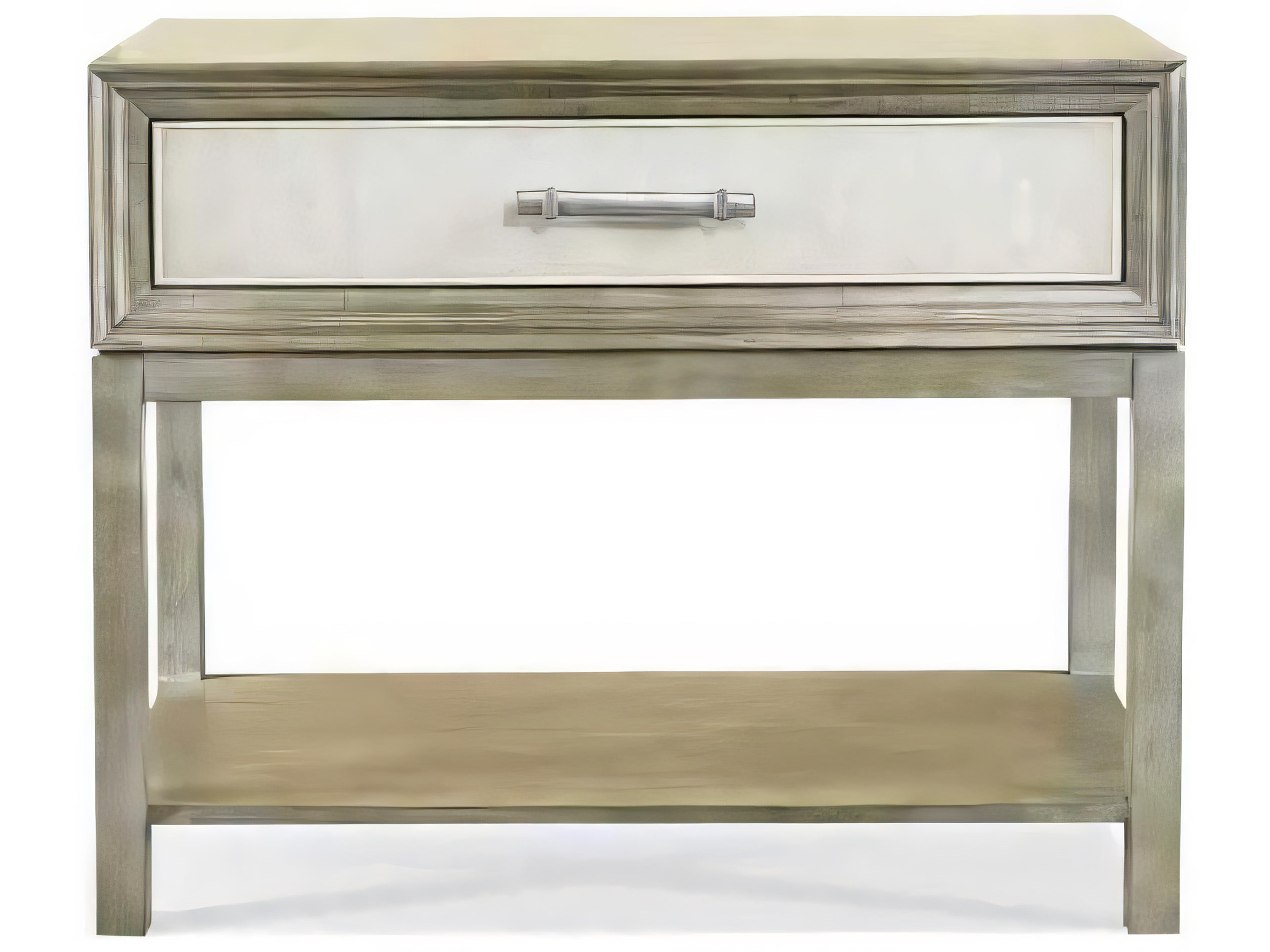 Hickory White Greg Rectangular Wood End Table with Faux Shagreen