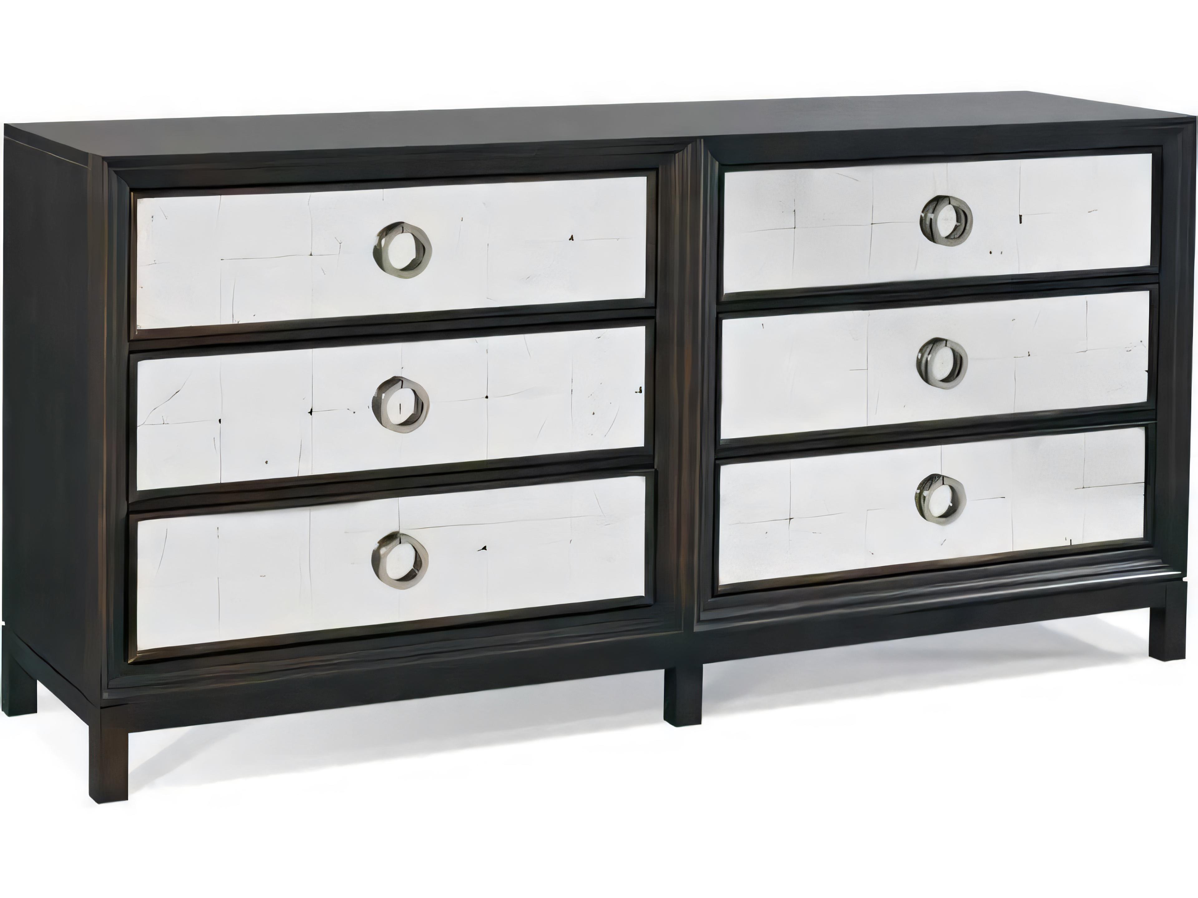 Hickory White Custom Elements Cabinet 6-Drawers Brown Maple Wood Double Dresser