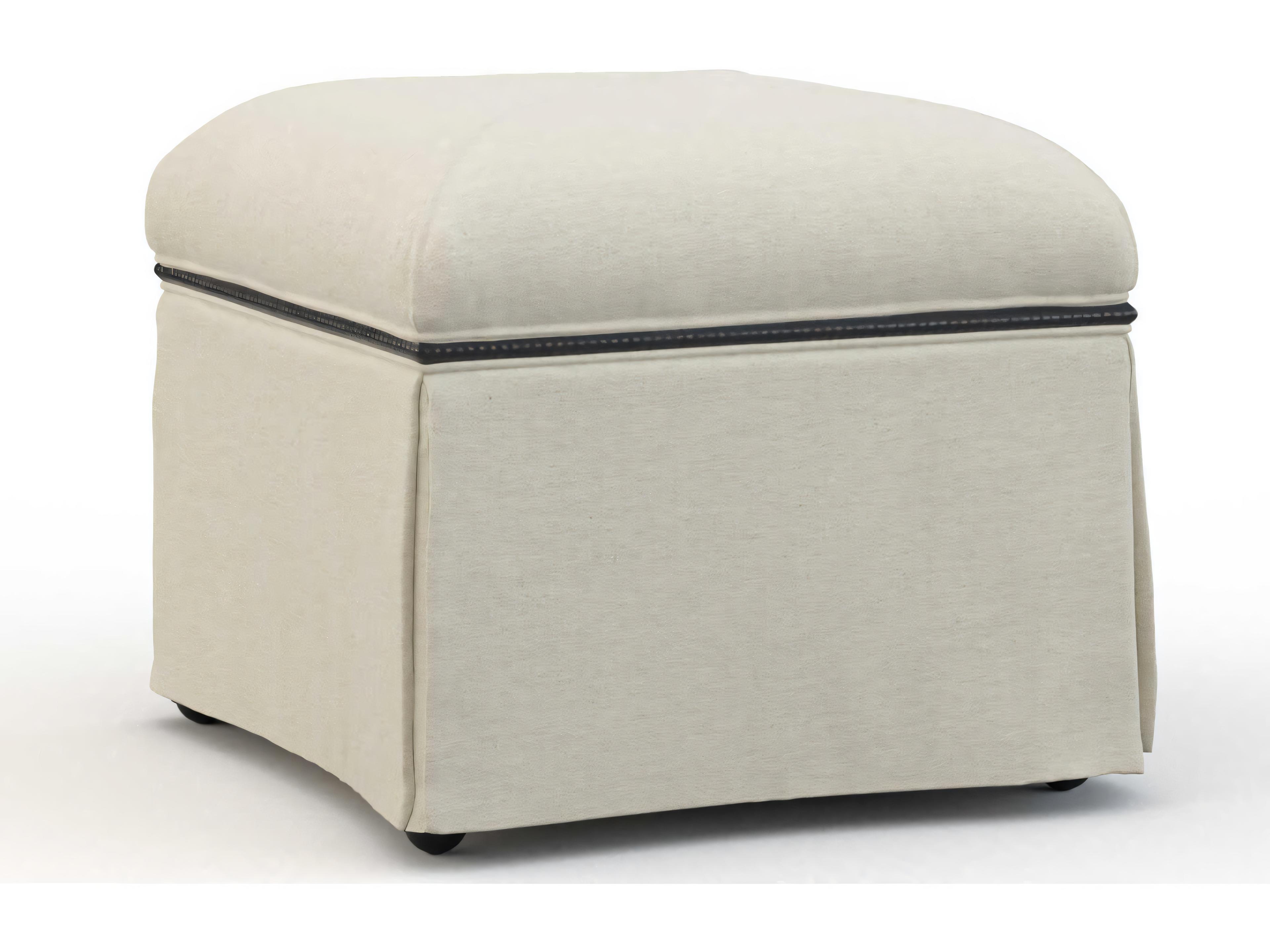 Hickory White Custom Elements Upholstery Modern Elm Cream Upholstered Ottoman
