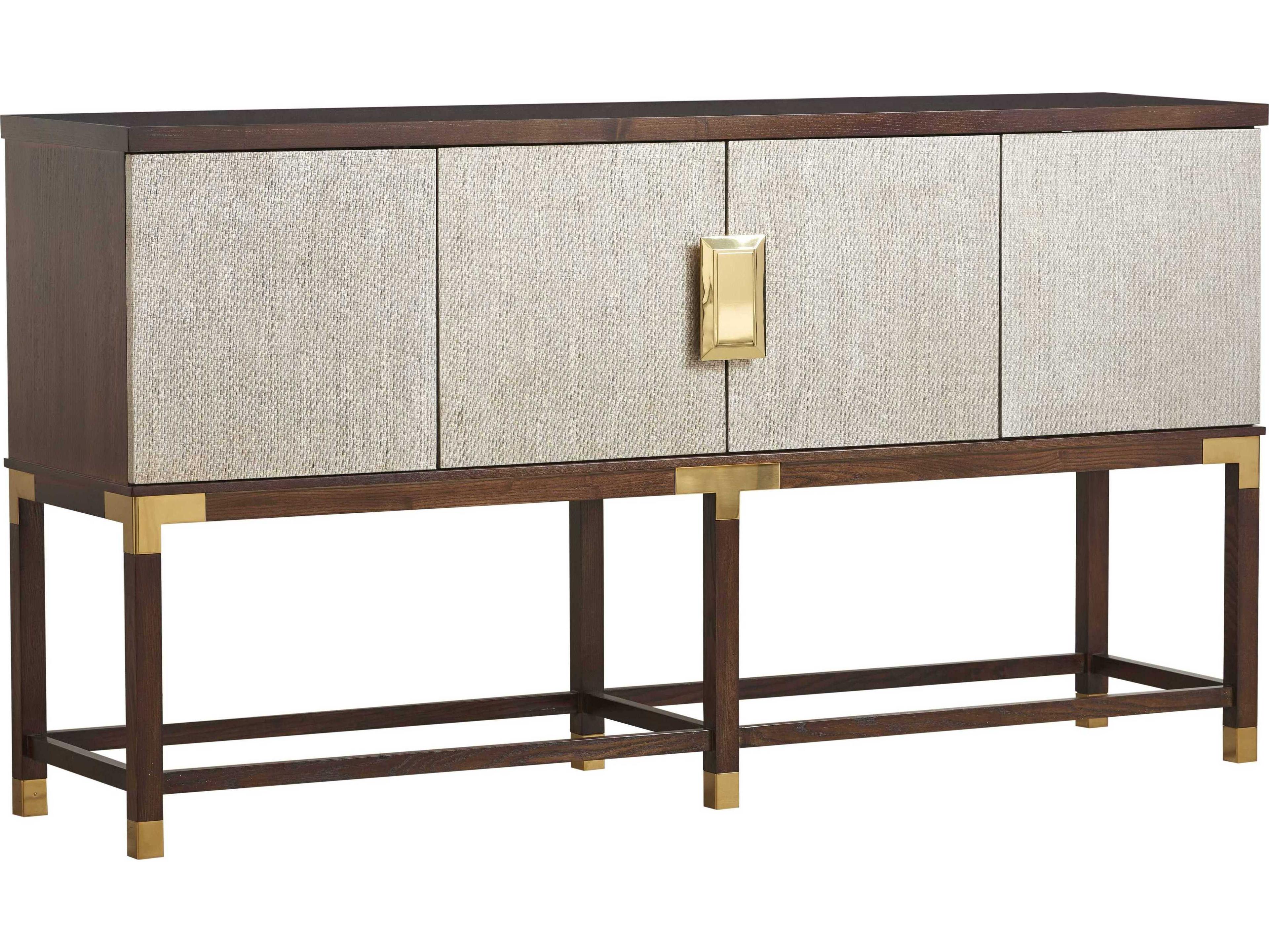 Hickory White Trellis 70" Ash Wood Modern Walnut Sideboard