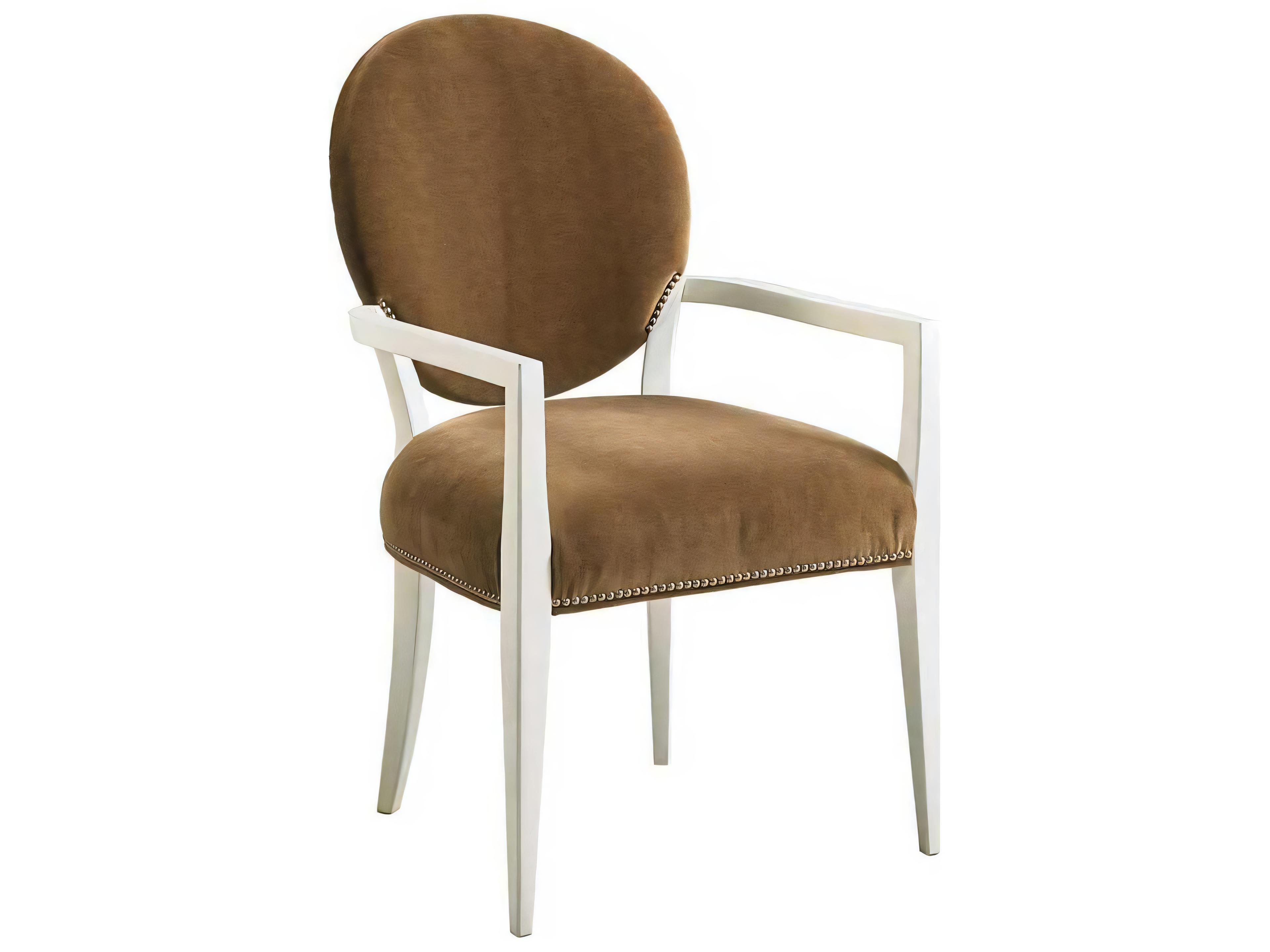 Hickory White Central Park Beech Wood Brown Upholstered Broadway Arm Dining Chair
