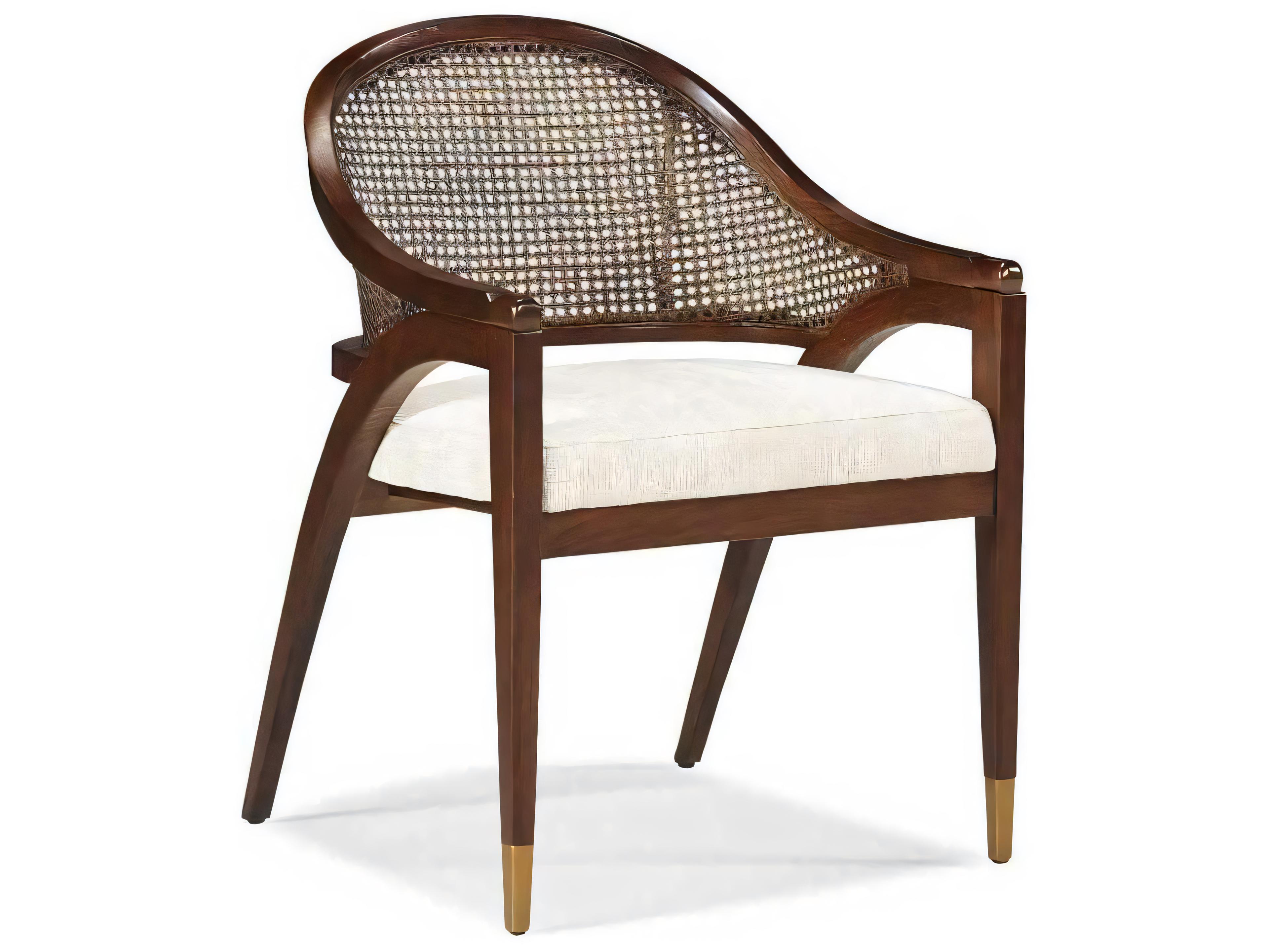 Hickory White Journey The World Oak Wood Brown Upholstered Panama Arm Dining Chair