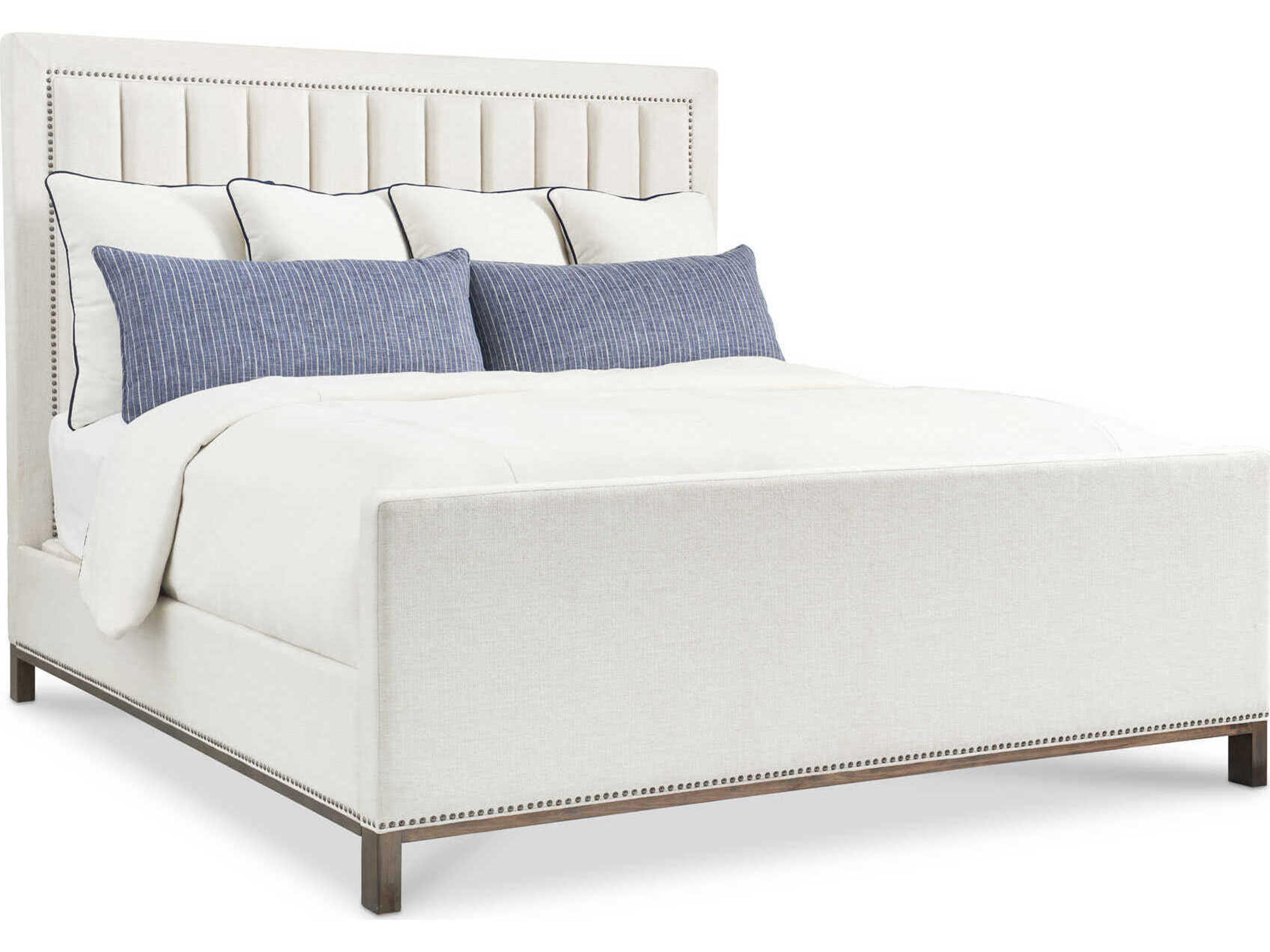 Hickory White Courtland Saratoga Alder Wood Upholstered King Panel Bed