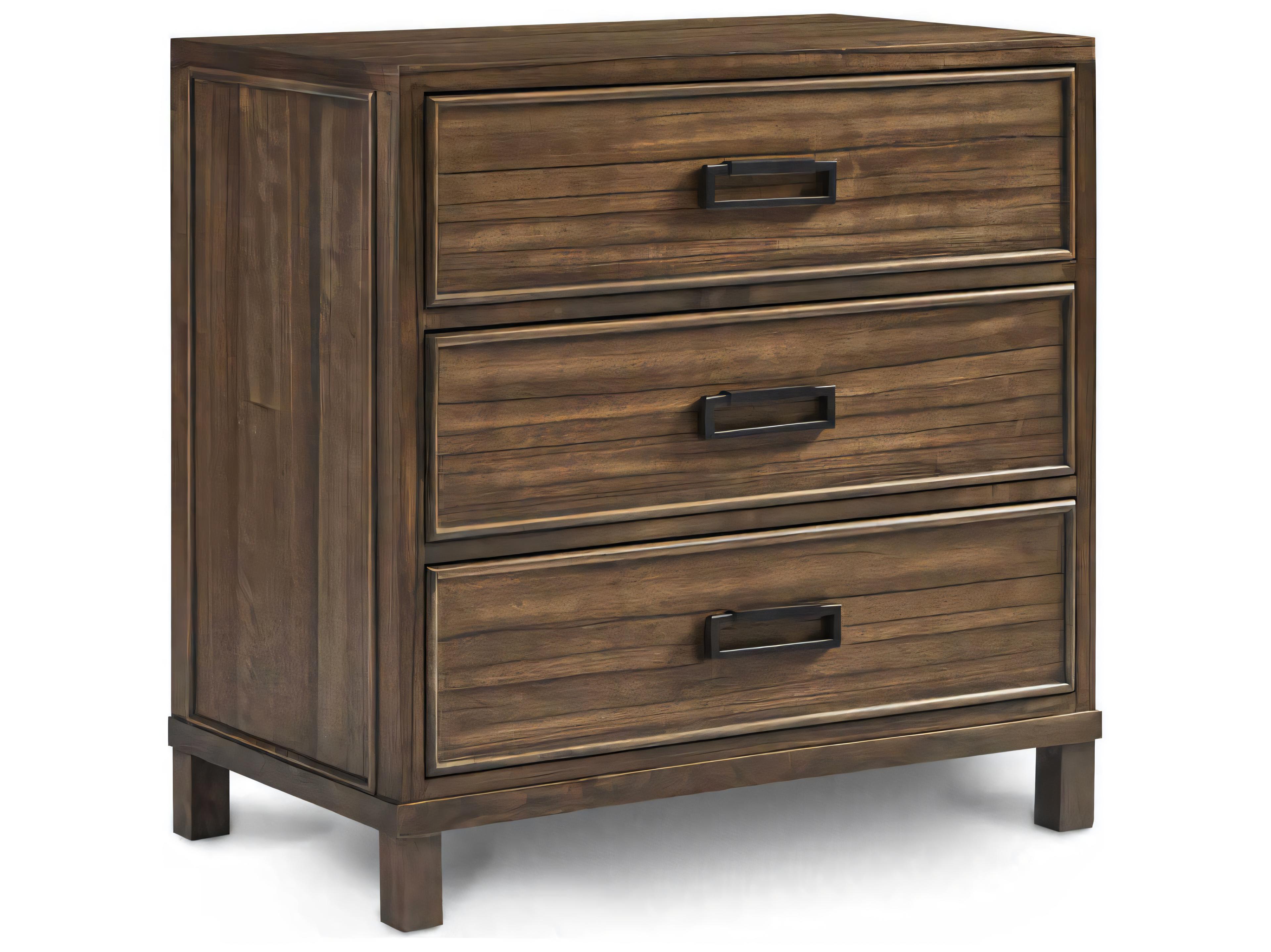 Hickory White Courtland 3-Drawers Brown Alder Wood Nightstand
