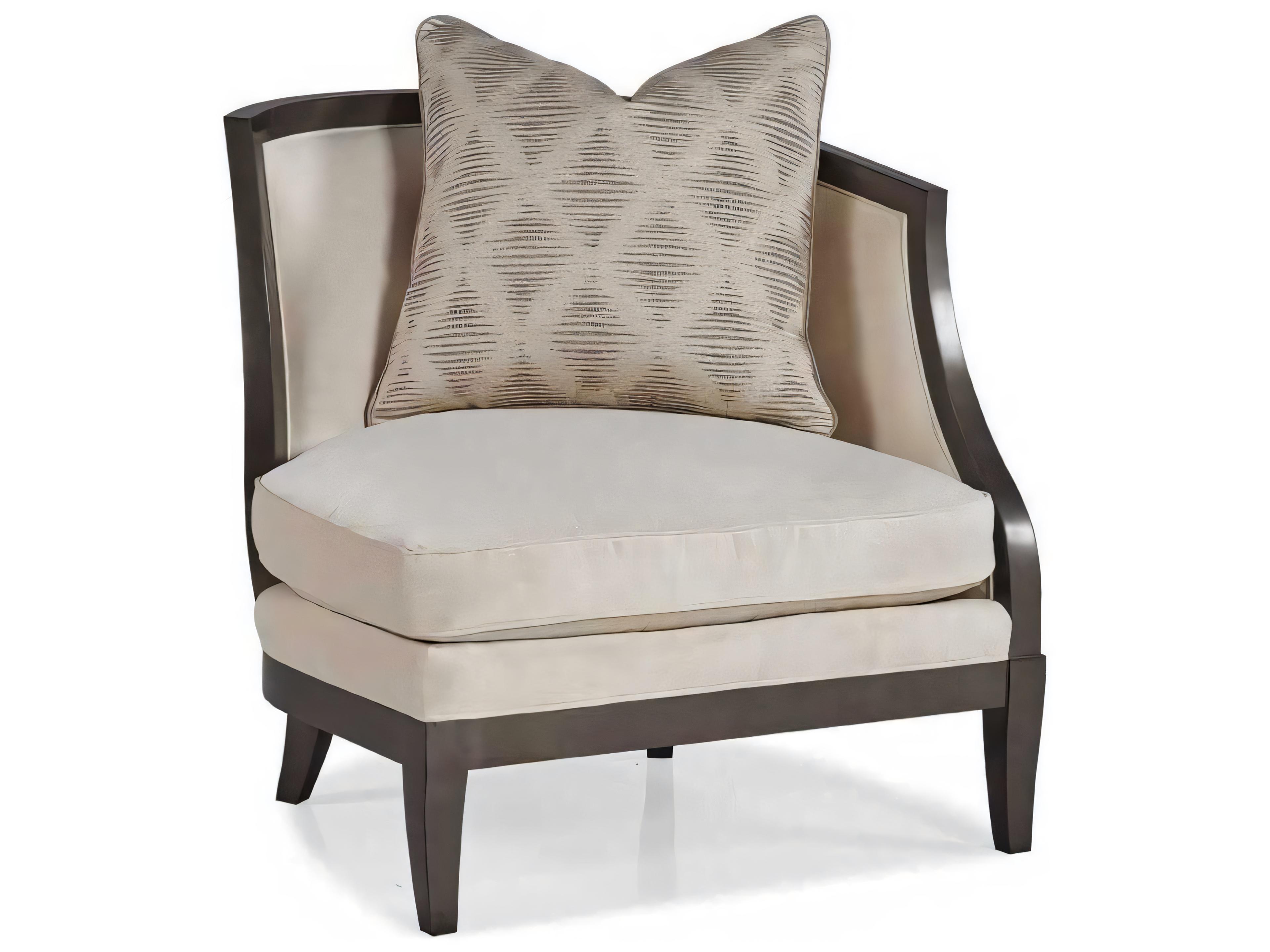 Hickory White Custom Elements Upholstery Beige Fabric Accent Chair RAF Accent Chair