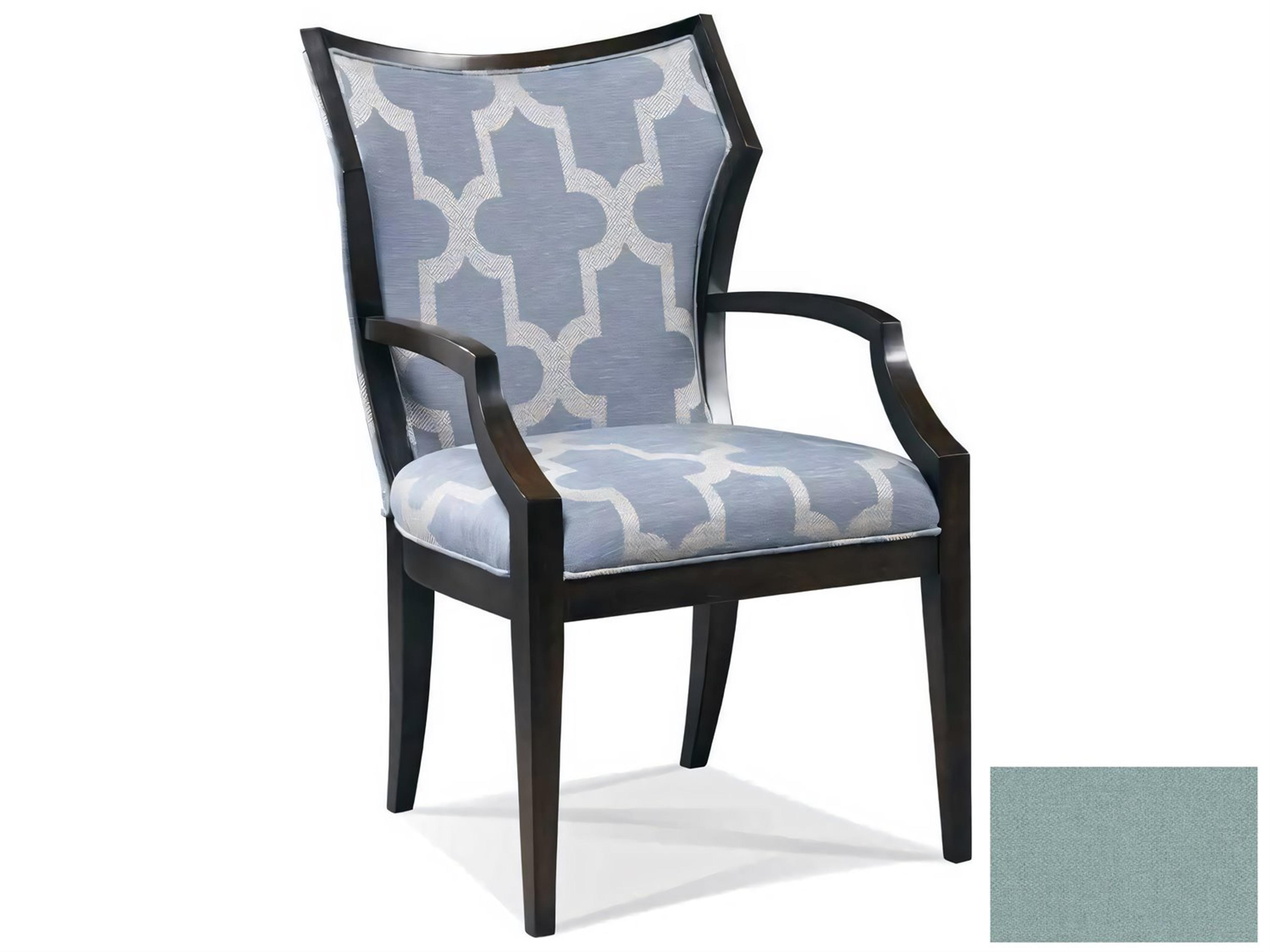 Hickory White Westport Hardwood Blue Upholstered Halsey Arm Dining Chair