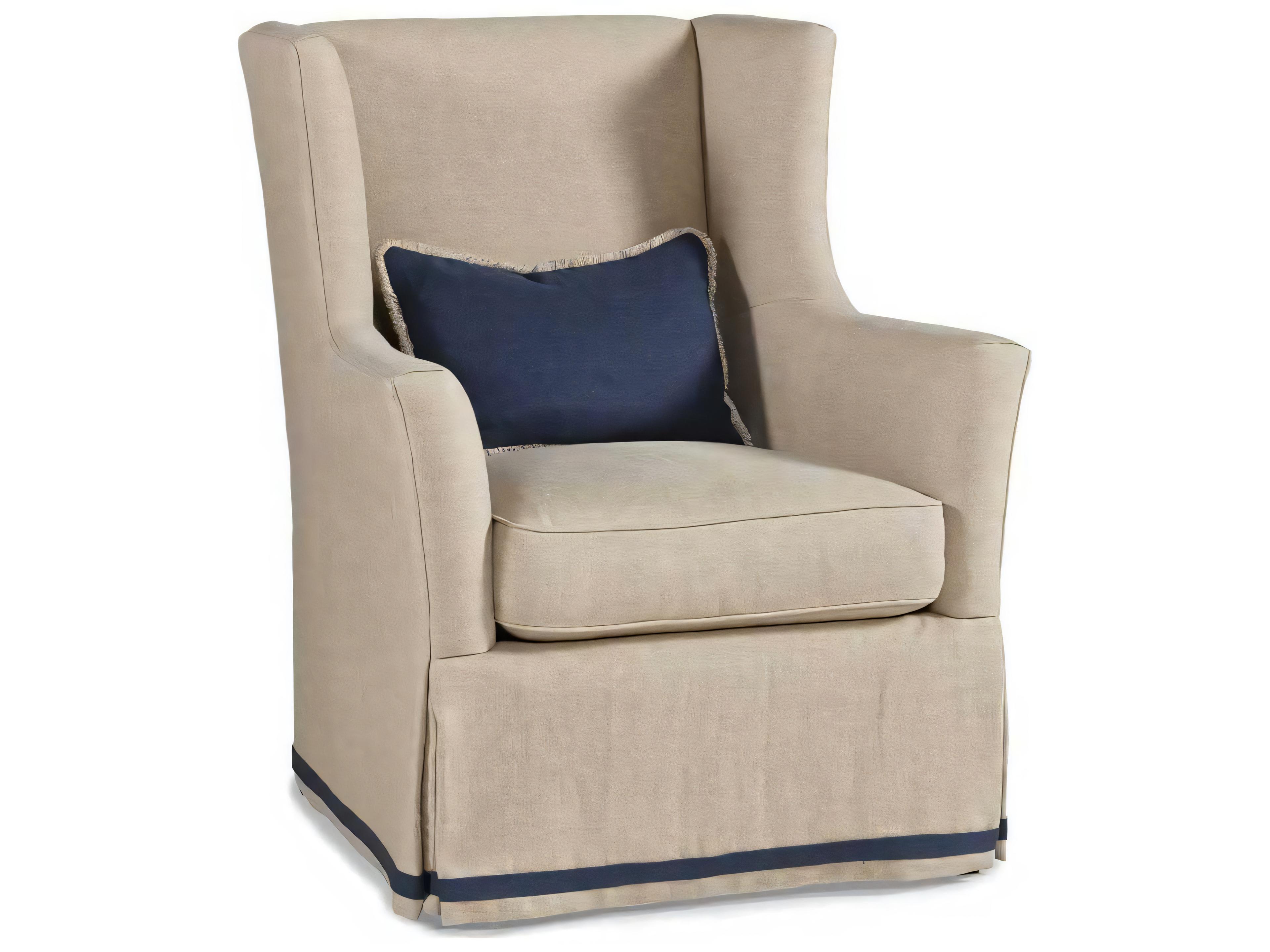 Hickory White Custom Elements Upholstery Swivel Fabric Wing Accent Chair