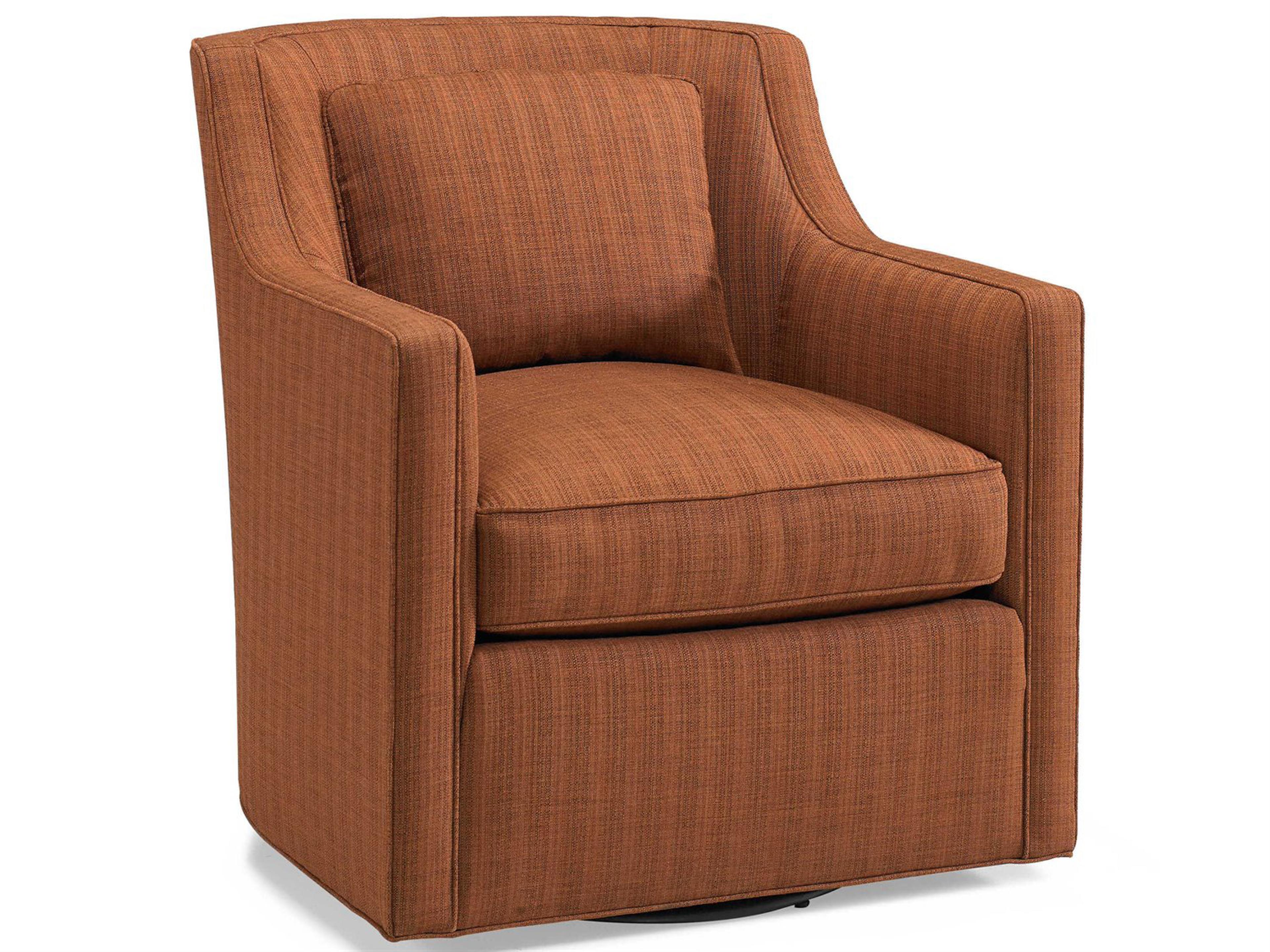 Hickory White Custom Elements Upholstery Fabric Track Arm Swivel Accent Chair