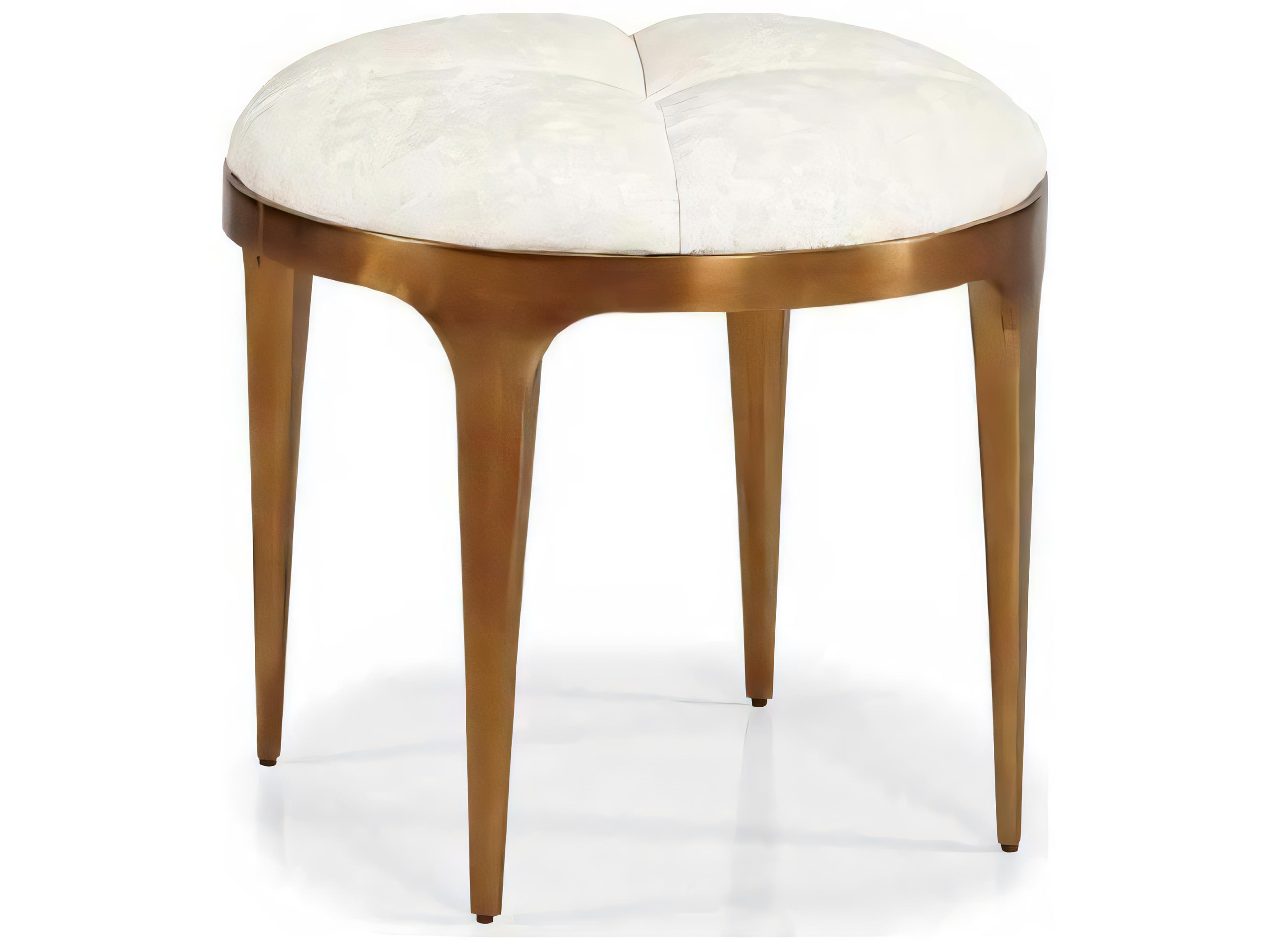 Hickory White Custom Elements Upholstery Gold Upholstered Saint Tropez Pouf Ottoman