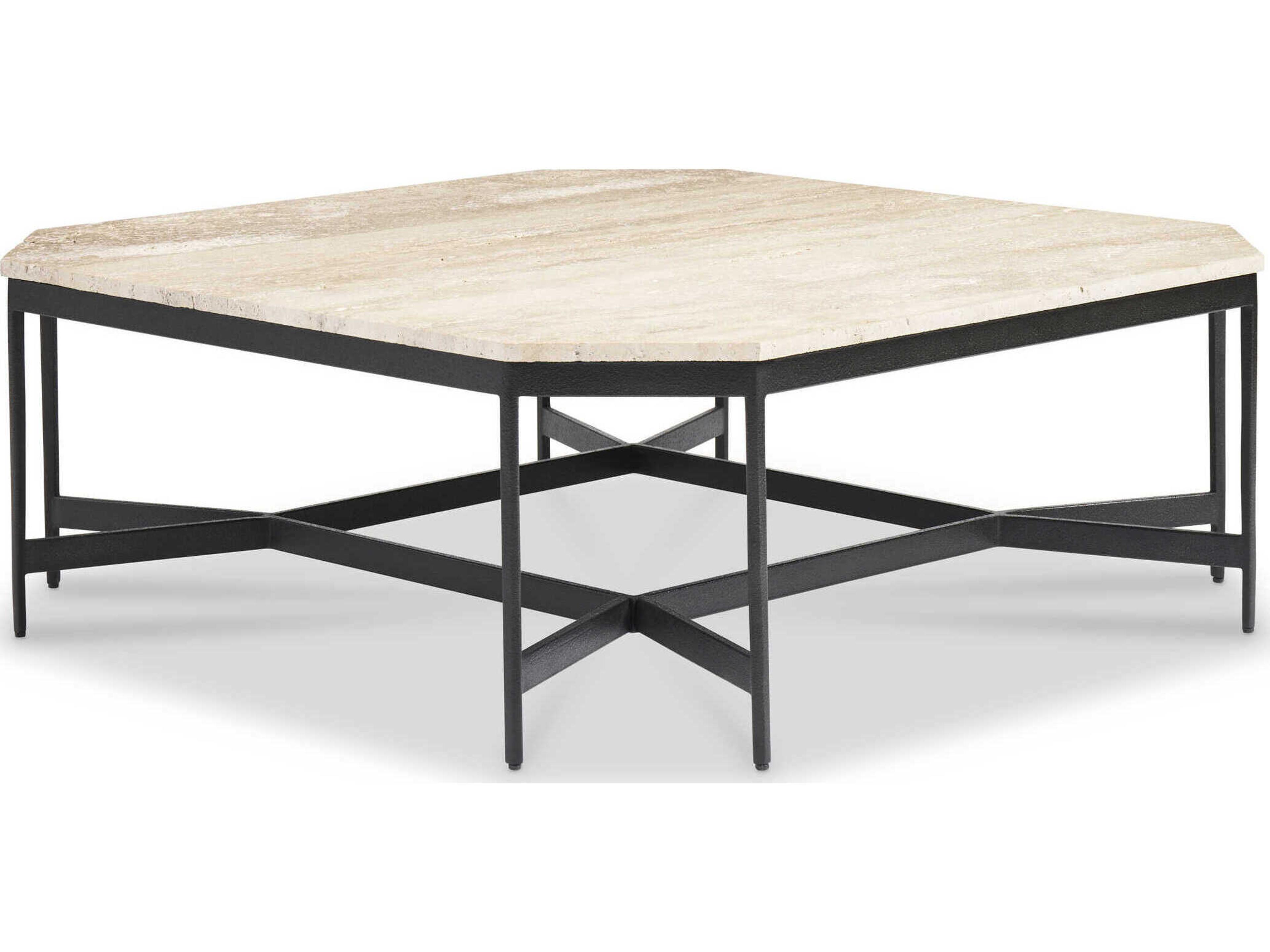 Hickory White Revival Square Stone Everett Cocktail Table