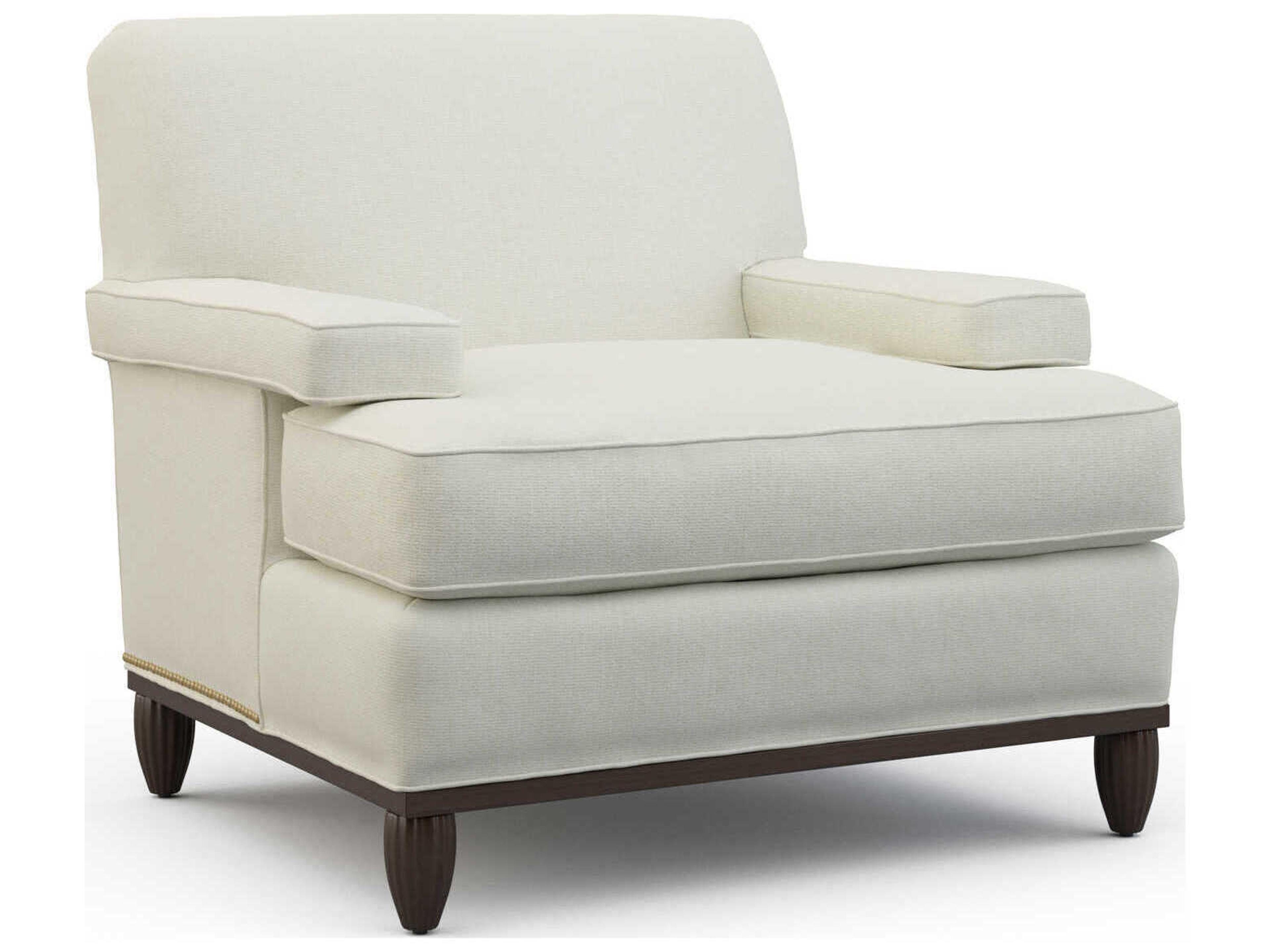 Hickory White Custom Elements Upholstery Cream Fabric Editors Accent Chair