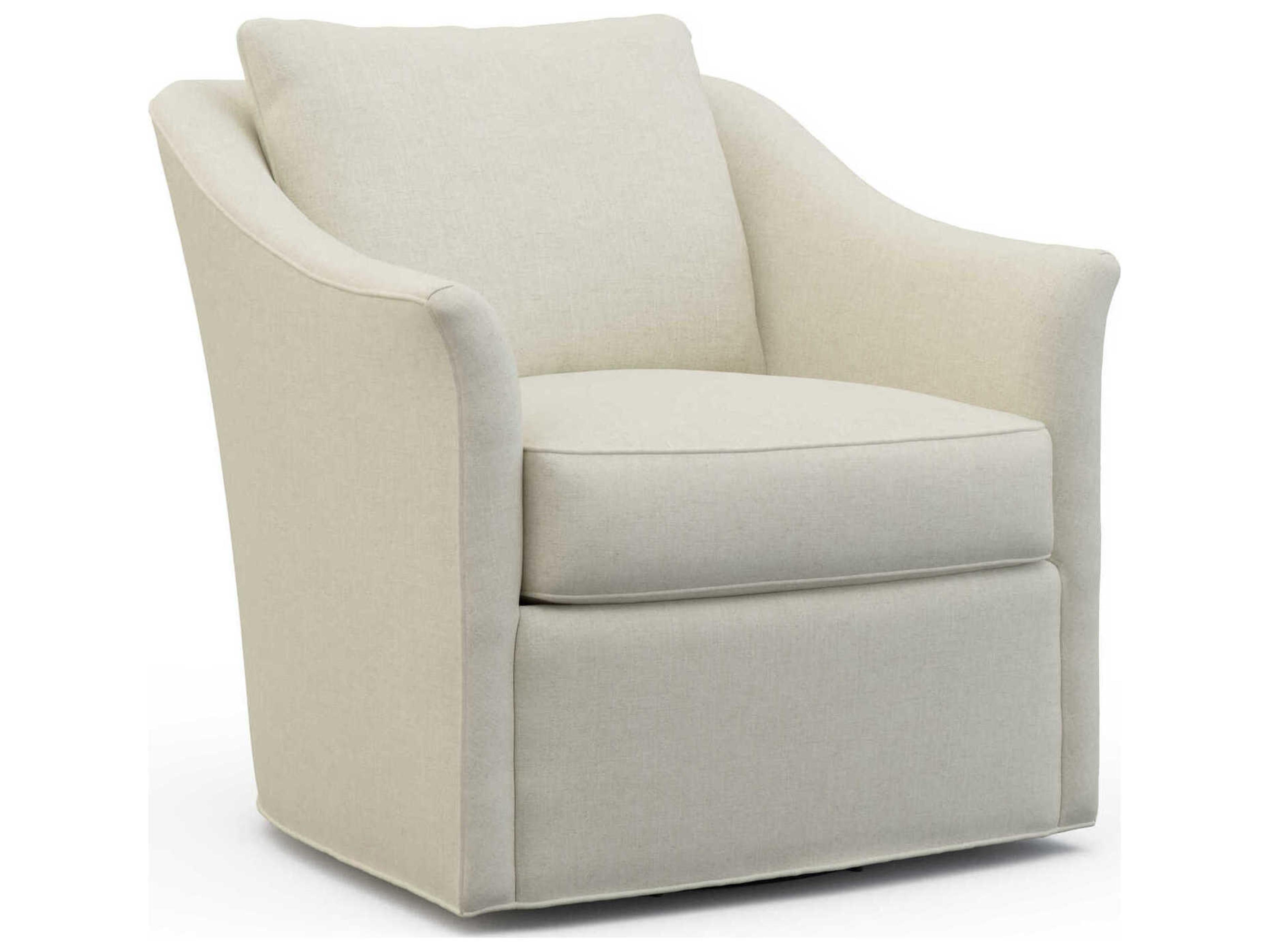 Hickory White Custom Elements Upholstery Swivel Cream Fabric Accent Chair