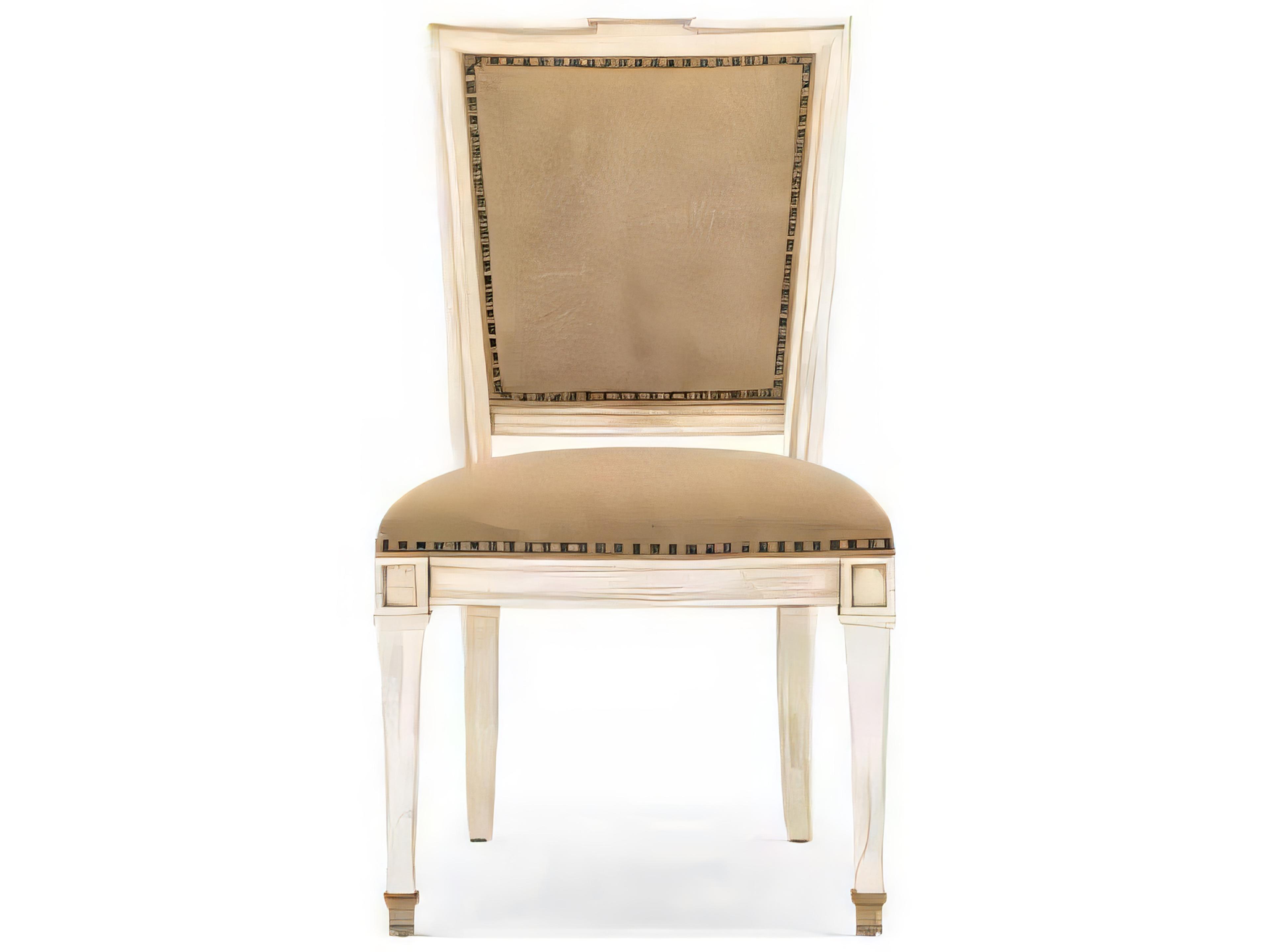 Hickory White Continental Classics Beech Wood Beige Leather Side Dining Chair