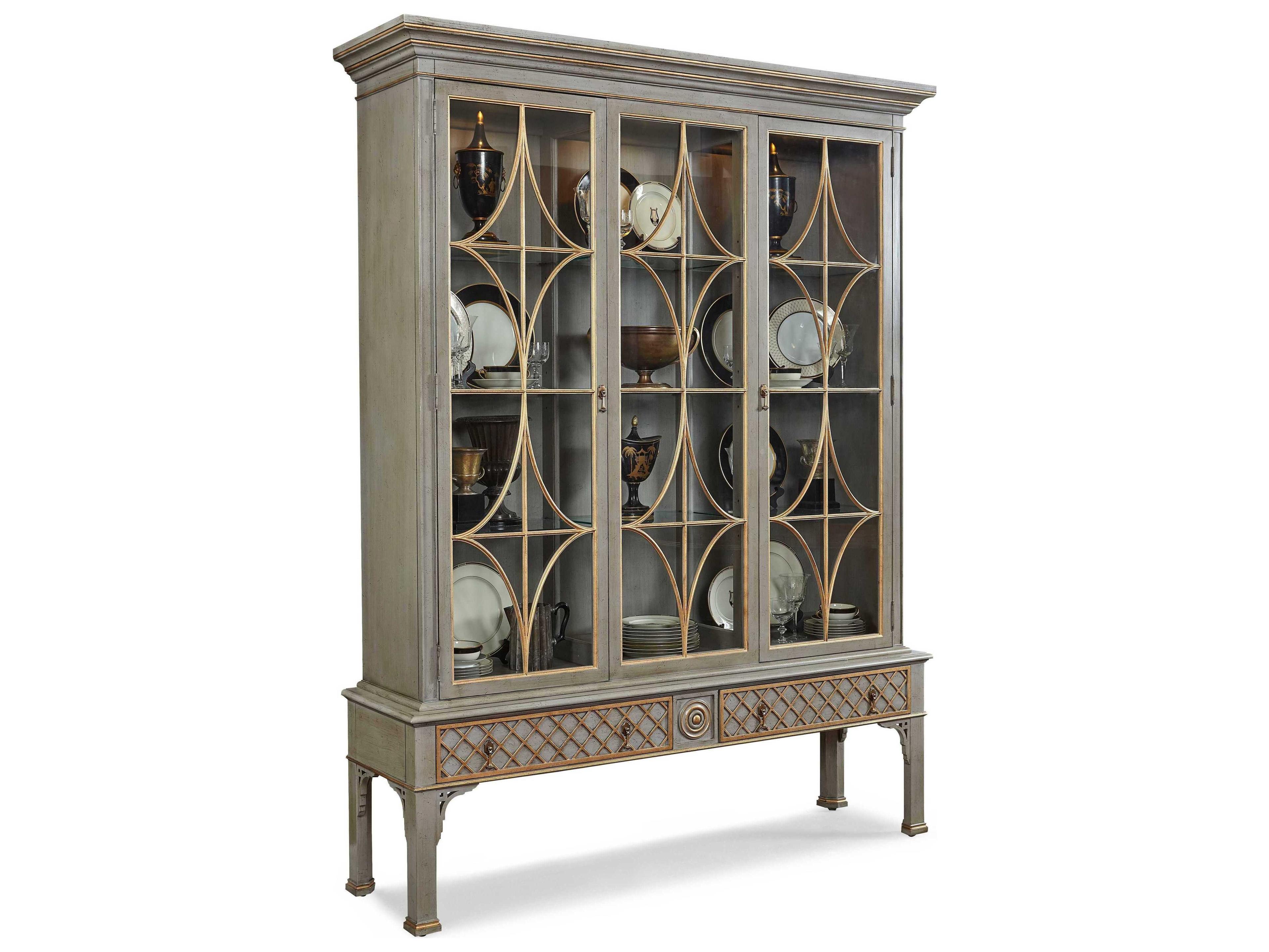 Hickory White Innovation Oak Wood French Blue Display Cabinet