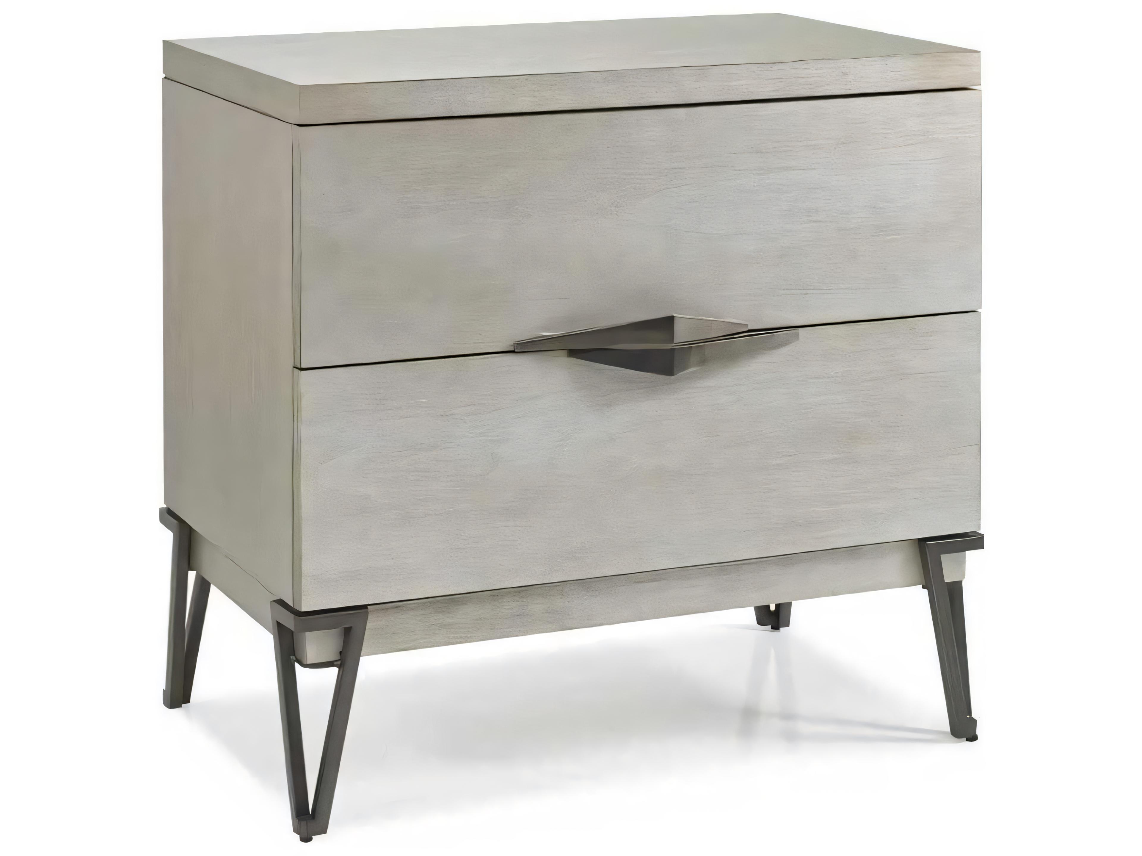Hickory White O2 2-Drawers Gray Maple Wood Nightstand