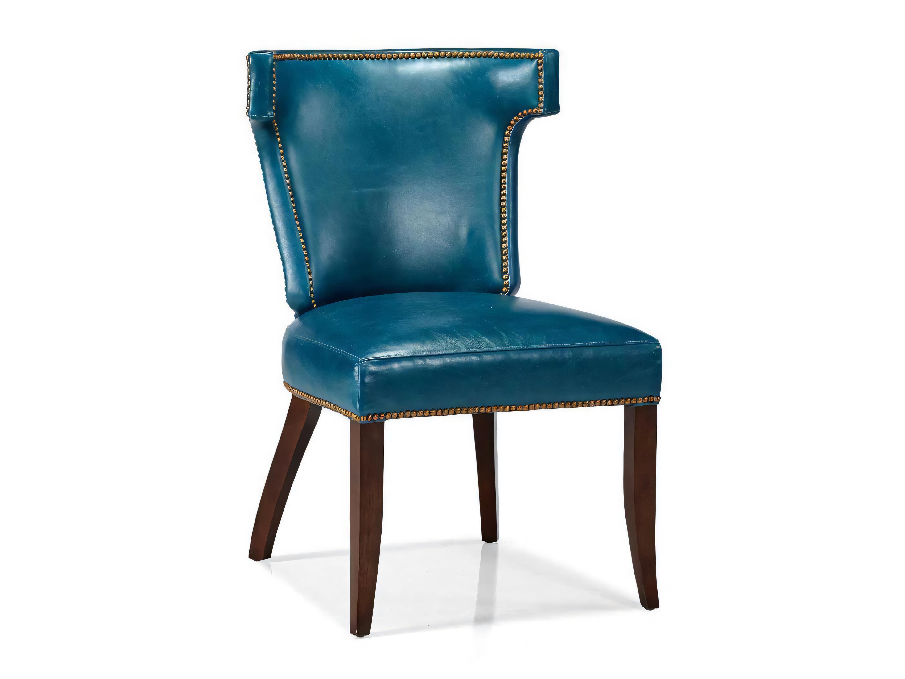 Hickory White Alexandria Blue Leather Side Dining Chair
