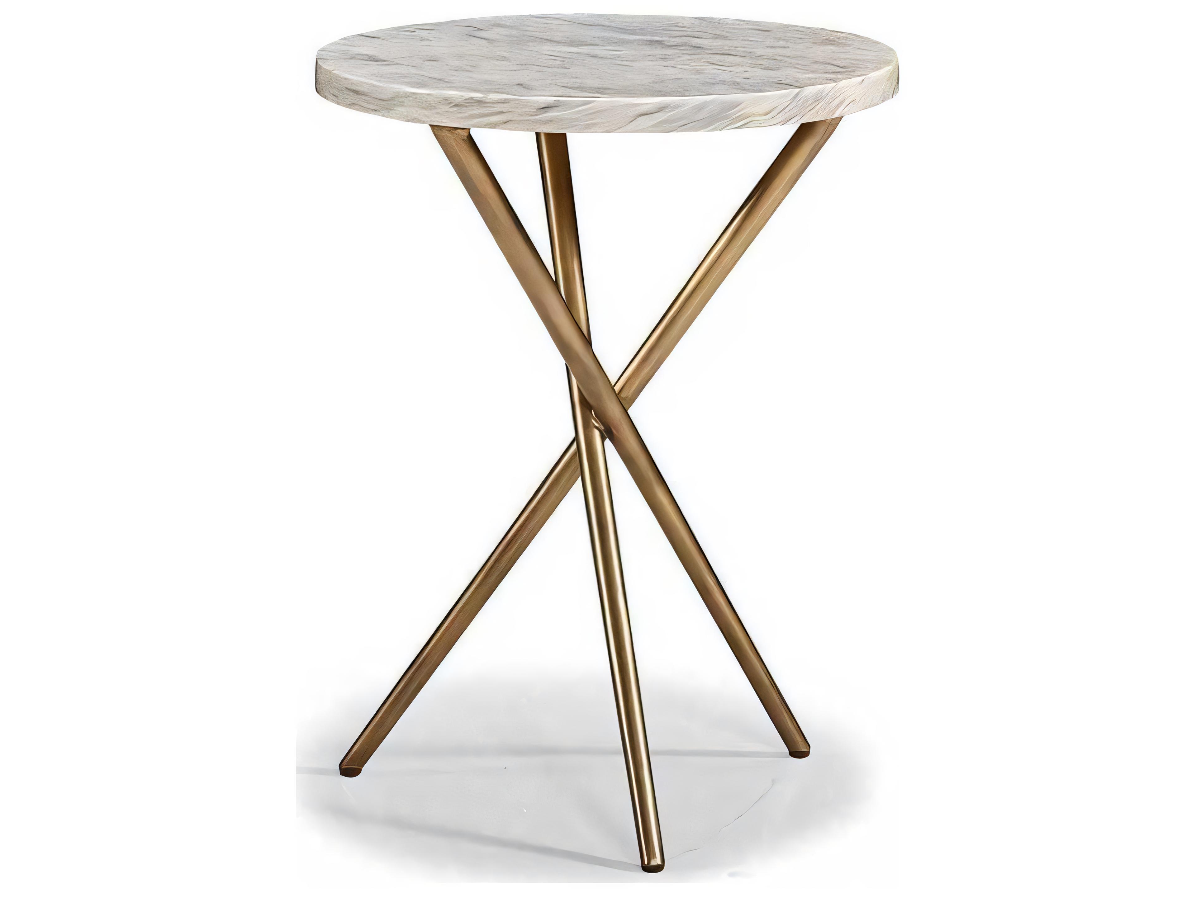 Hickory White A La Carte Round Key Gold Centurion Stone Zen Spot End Table
