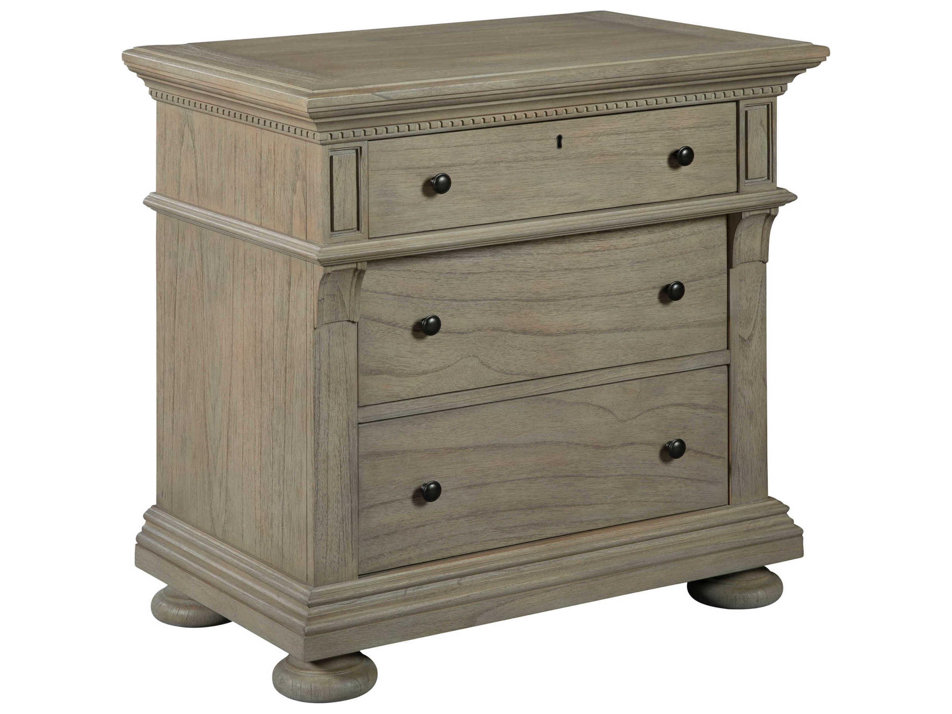 Hekman Wellington 3-Drawers Brown Mindi Wood Nightstand