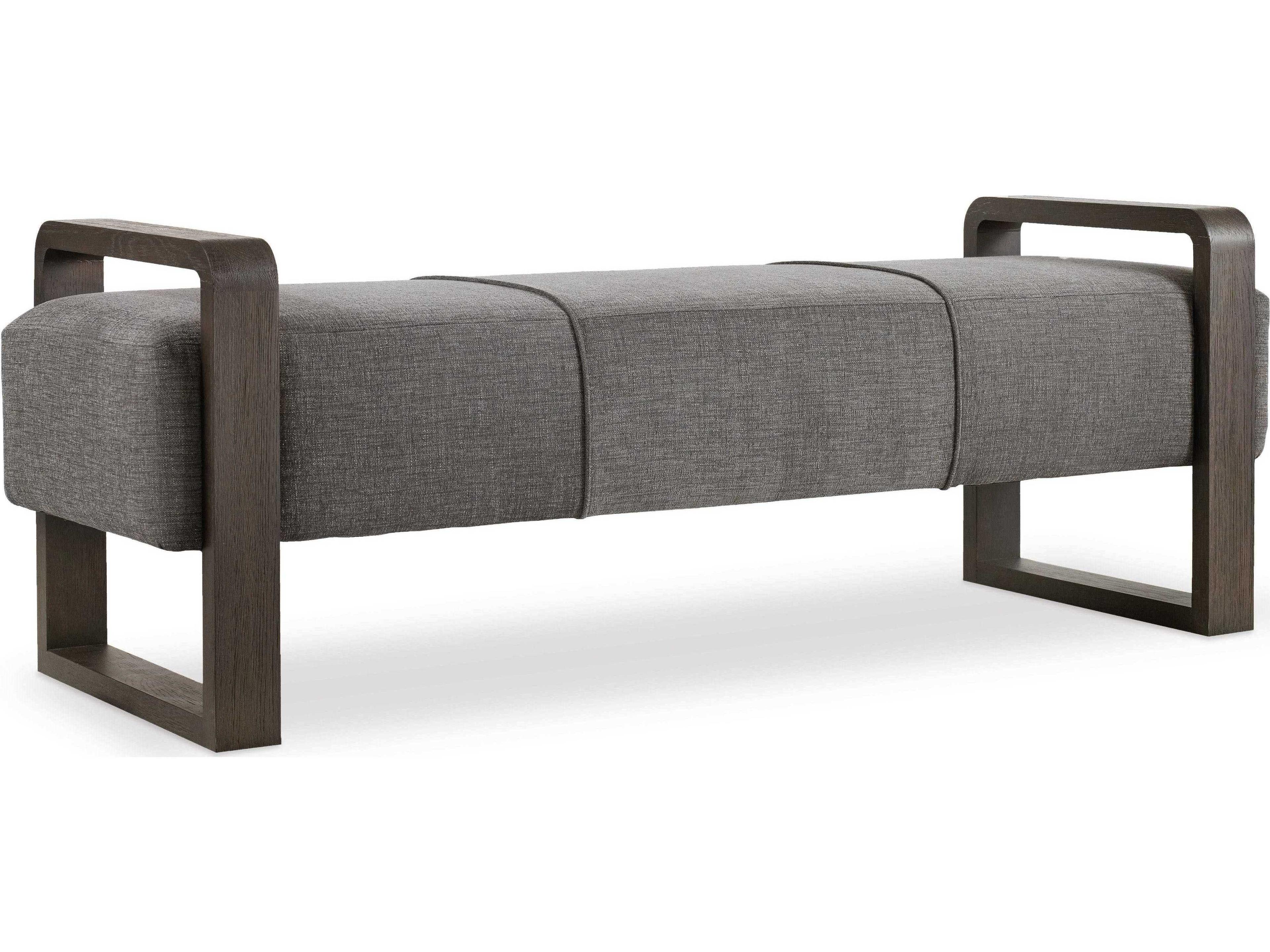 Hooker Furniture Curata Edward Graphite With Midnight Gray Upholstered Accent Bench