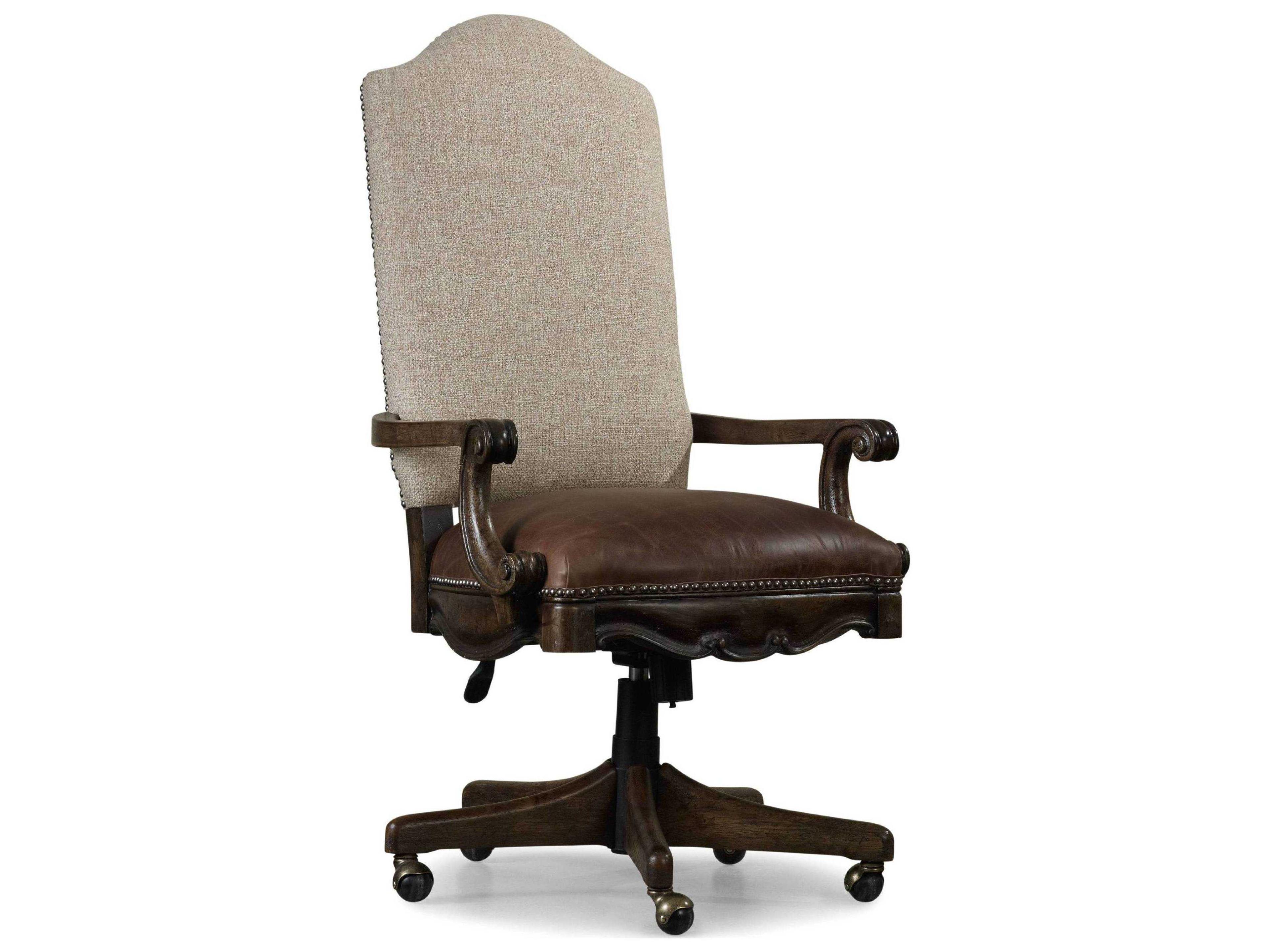 Hooker Furniture Rhapsody Brown Upholstered Adjustable Swivel Tilt Executive Desk Chair