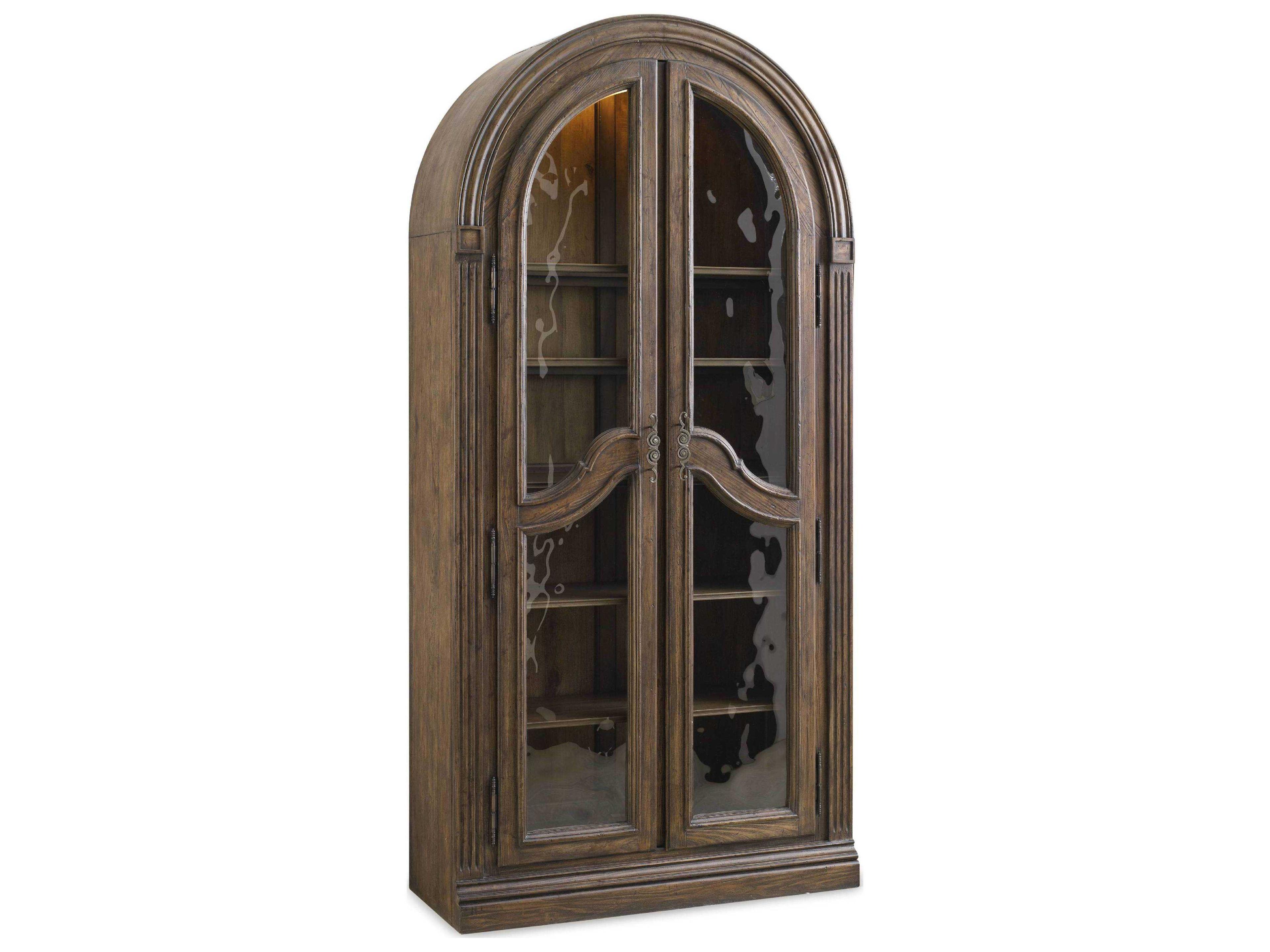 Hooker Furniture Rhapsody Hardwood Rustic Walnut Wood Curio Display Cabinet