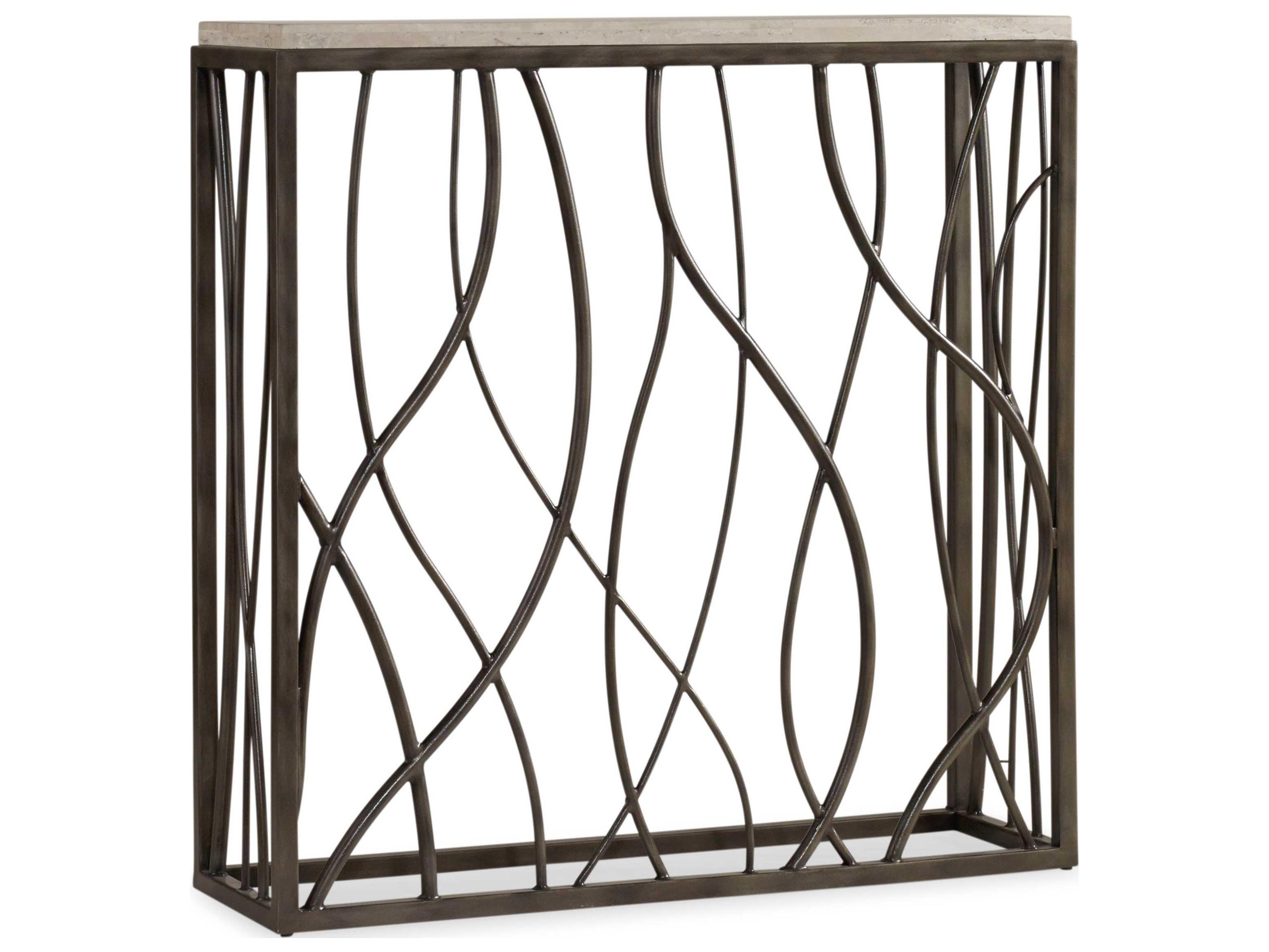 Hooker Furniture Thin Metal Rectangular Marble Console Table