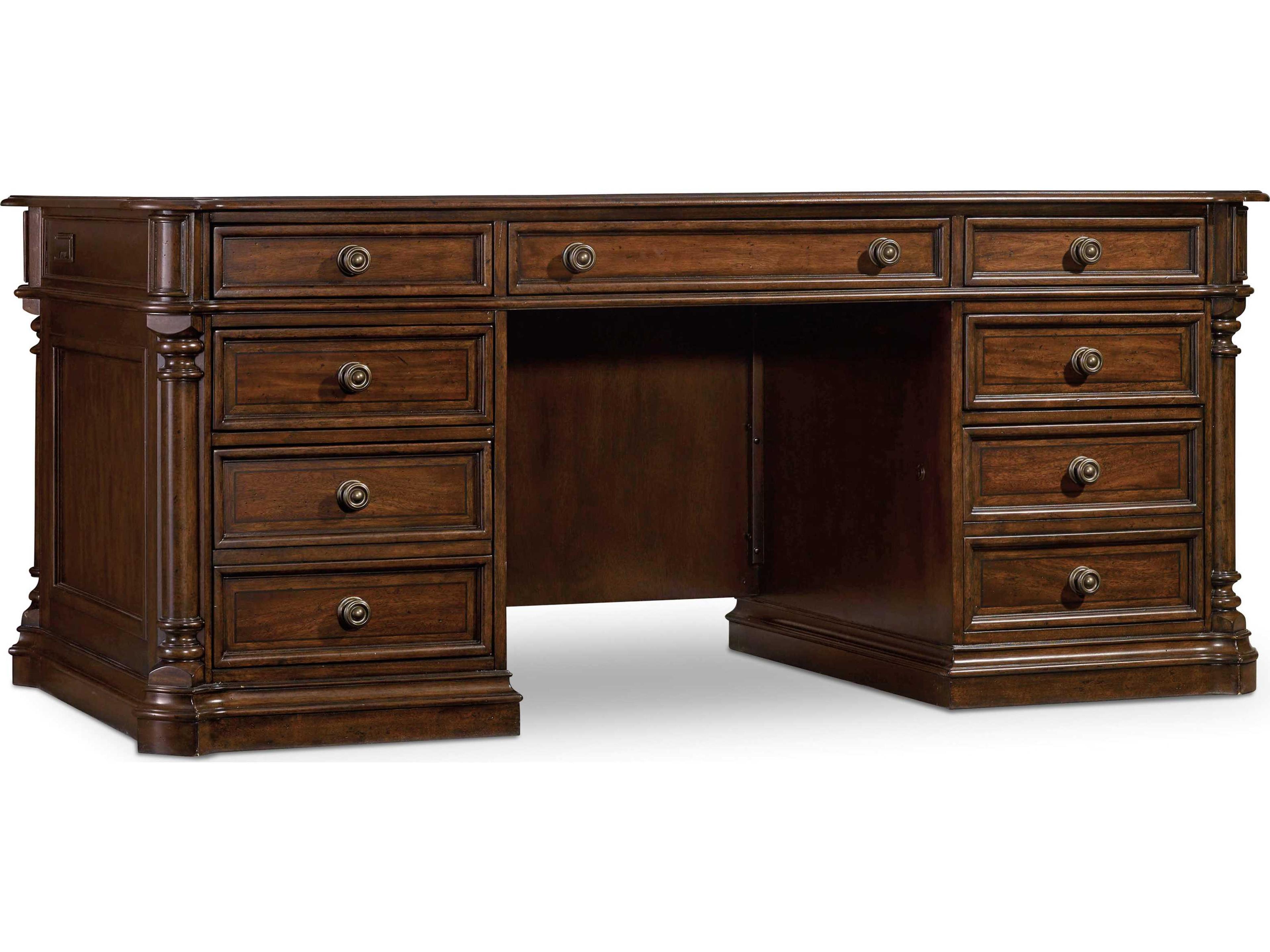 Hooker Furniture Leesburg Rich Dark Wood Brown Mahogany Executive Desk