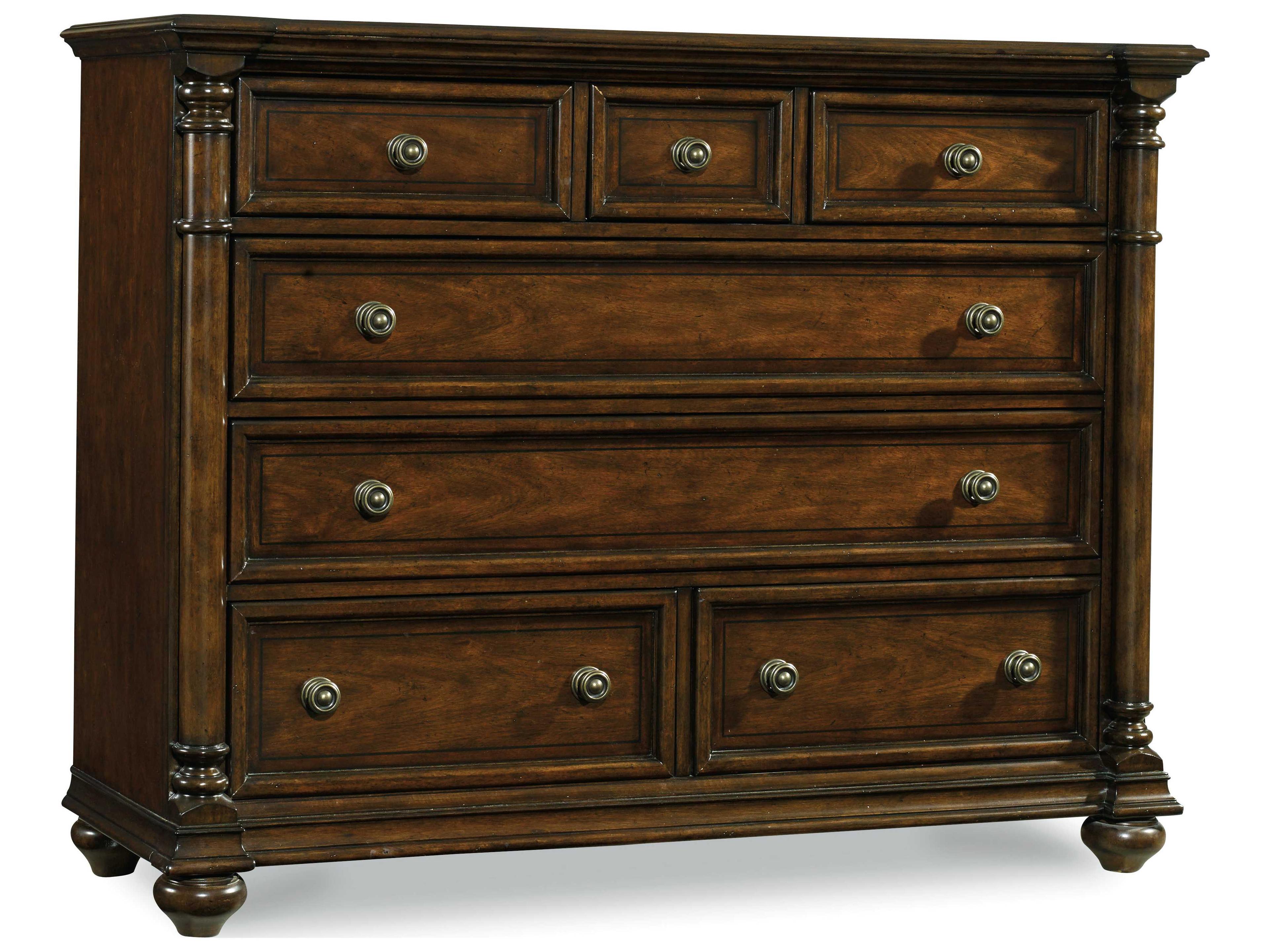 Luxecor Heritage Bureau 7-Drawers Brown Mahogany Wood Double Dresser
