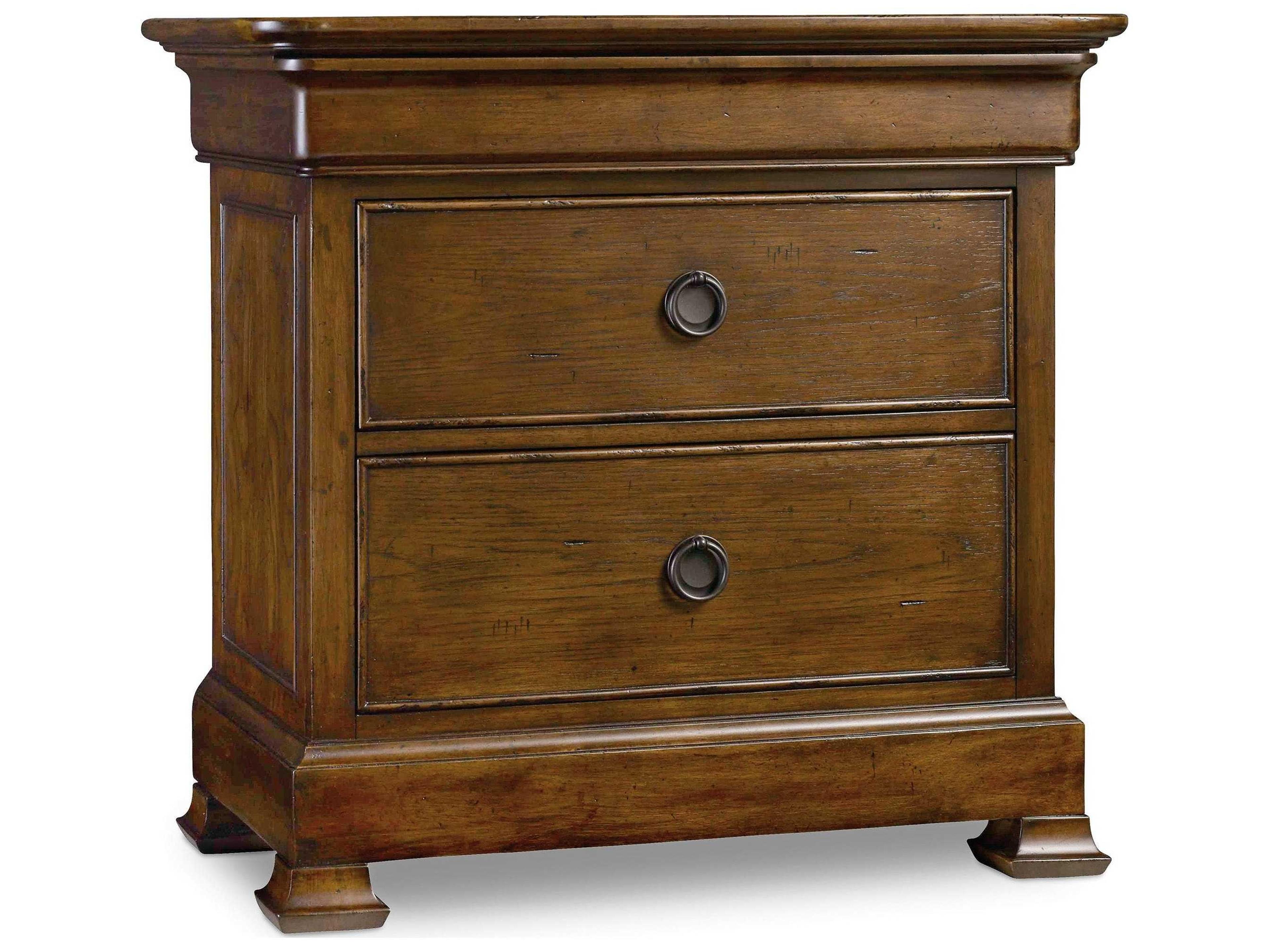 Hooker Furniture Archivist 3-Drawers Brown Rubberwood Nightstand