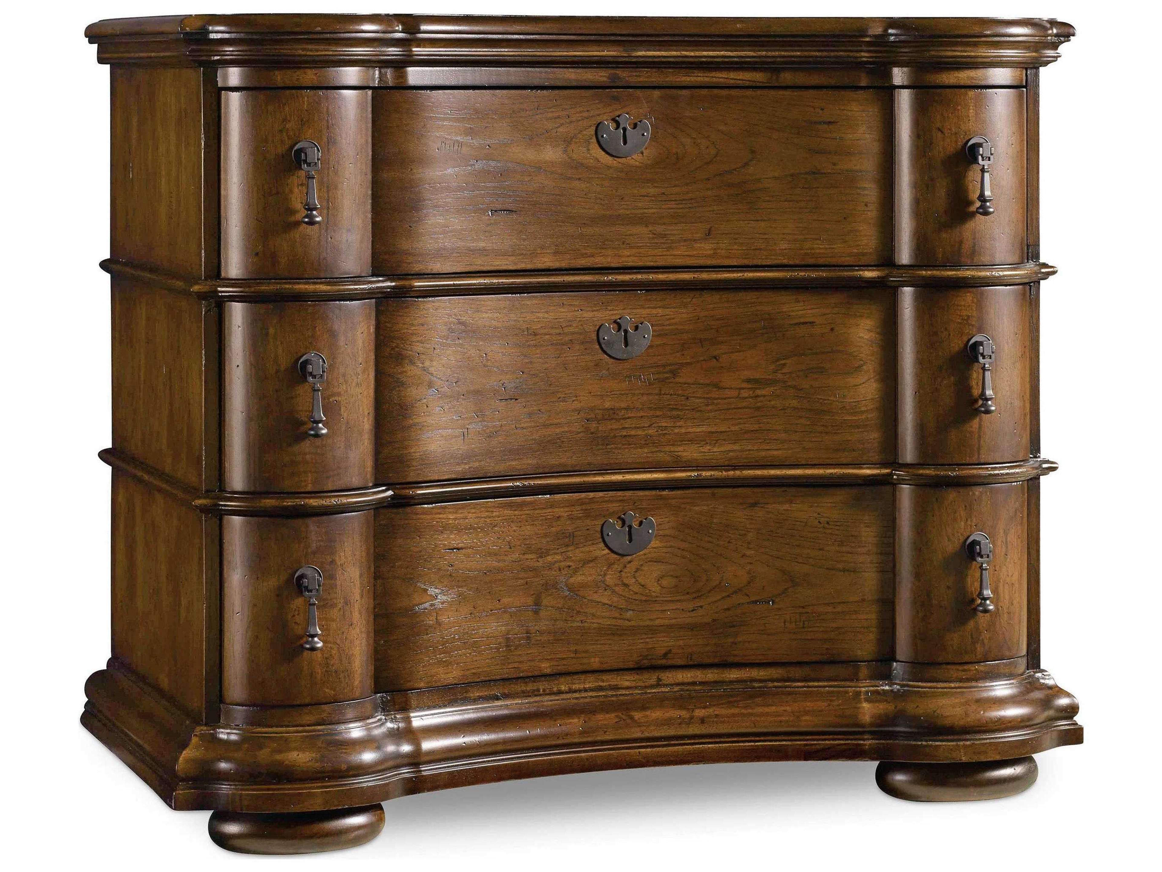 Hooker Furniture Archivist Bachelor 3-Drawers Brown Rubberwood Chest Nightstand