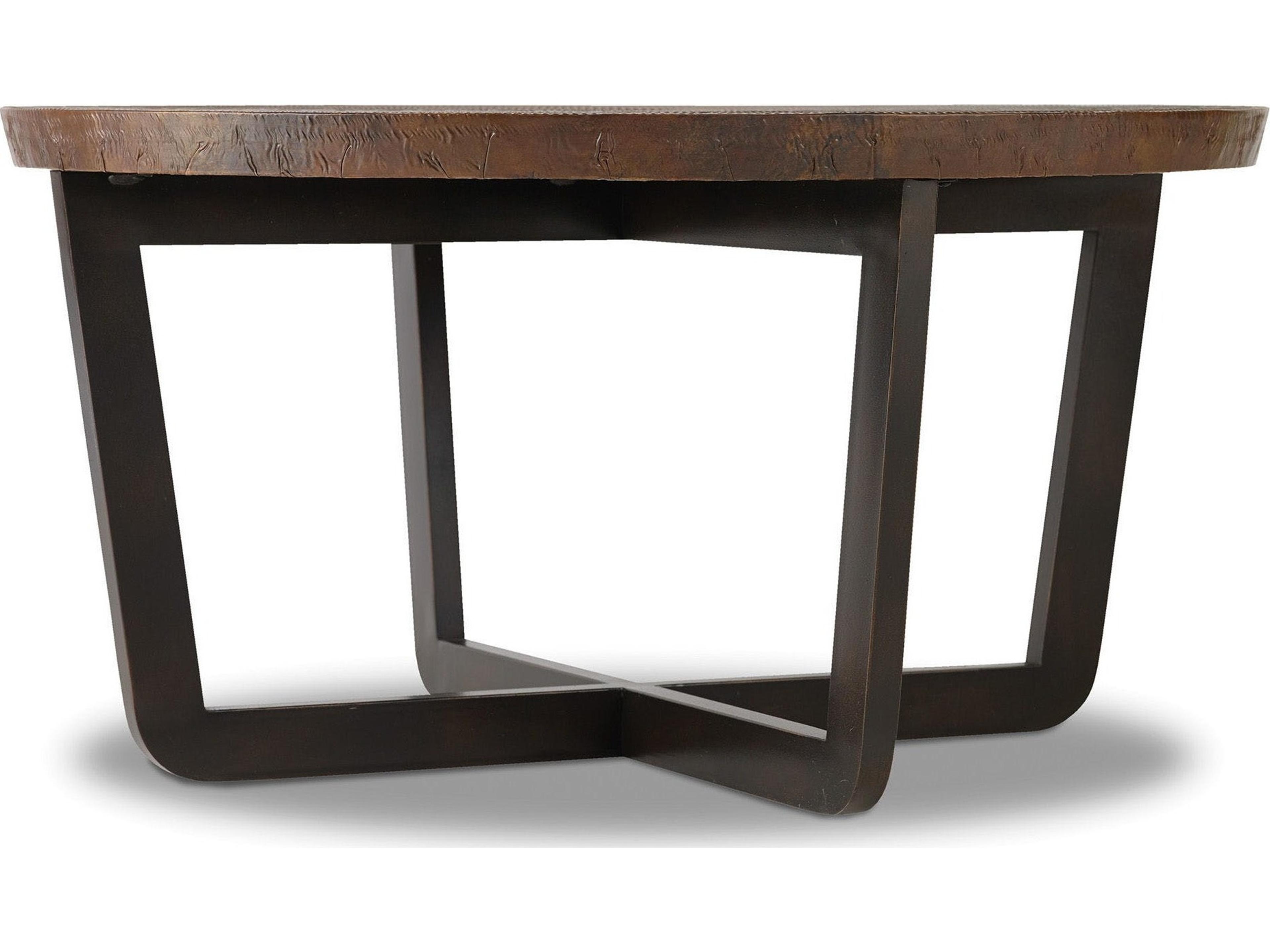 Hooker Furniture Parkcrest Round Coppers Copper Top With Dark Metal Base Cocktail Table