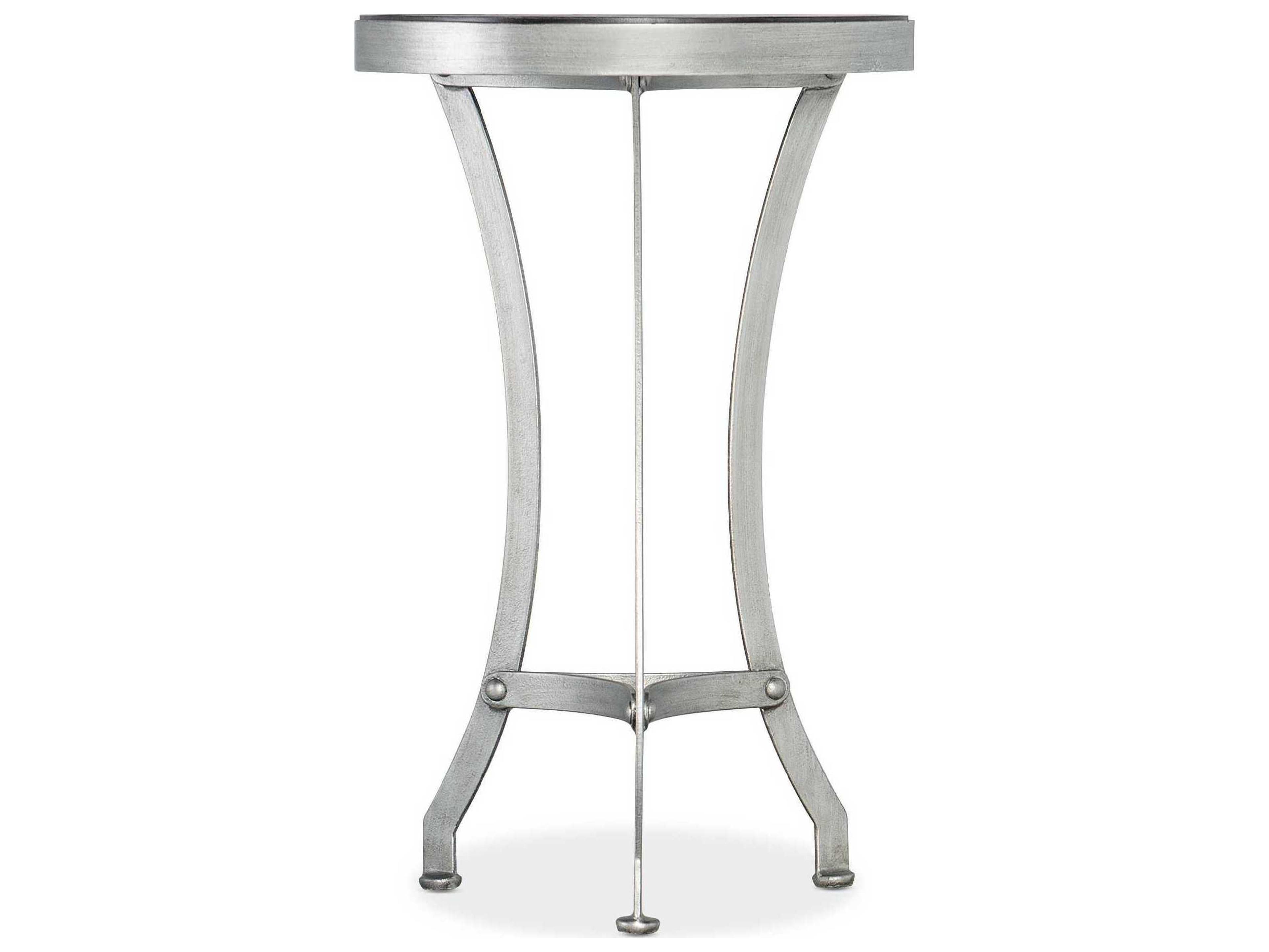 Hooker Furniture St Armand Round Wood Black Brushed Pewter End Table