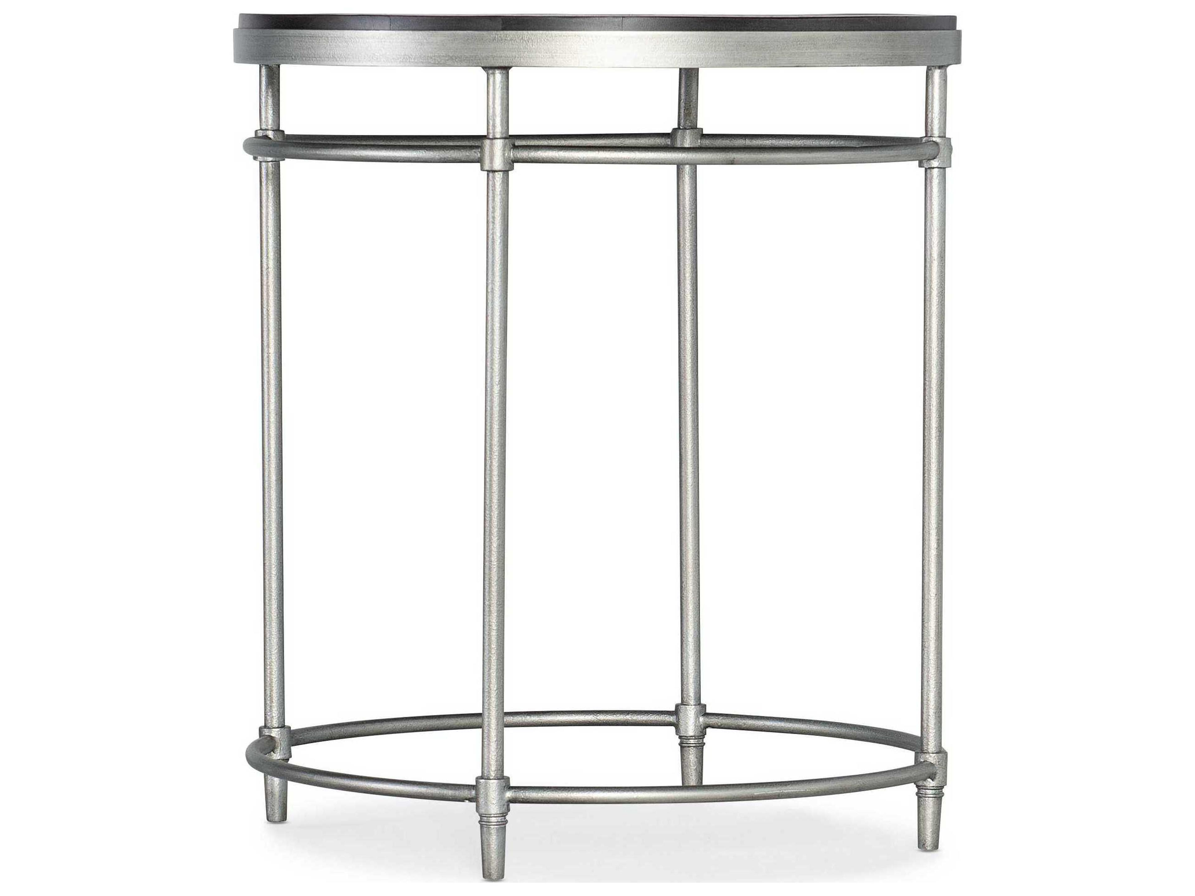 Hooker Furniture St Armand Round Wood Black Brushed Pewter End Table
