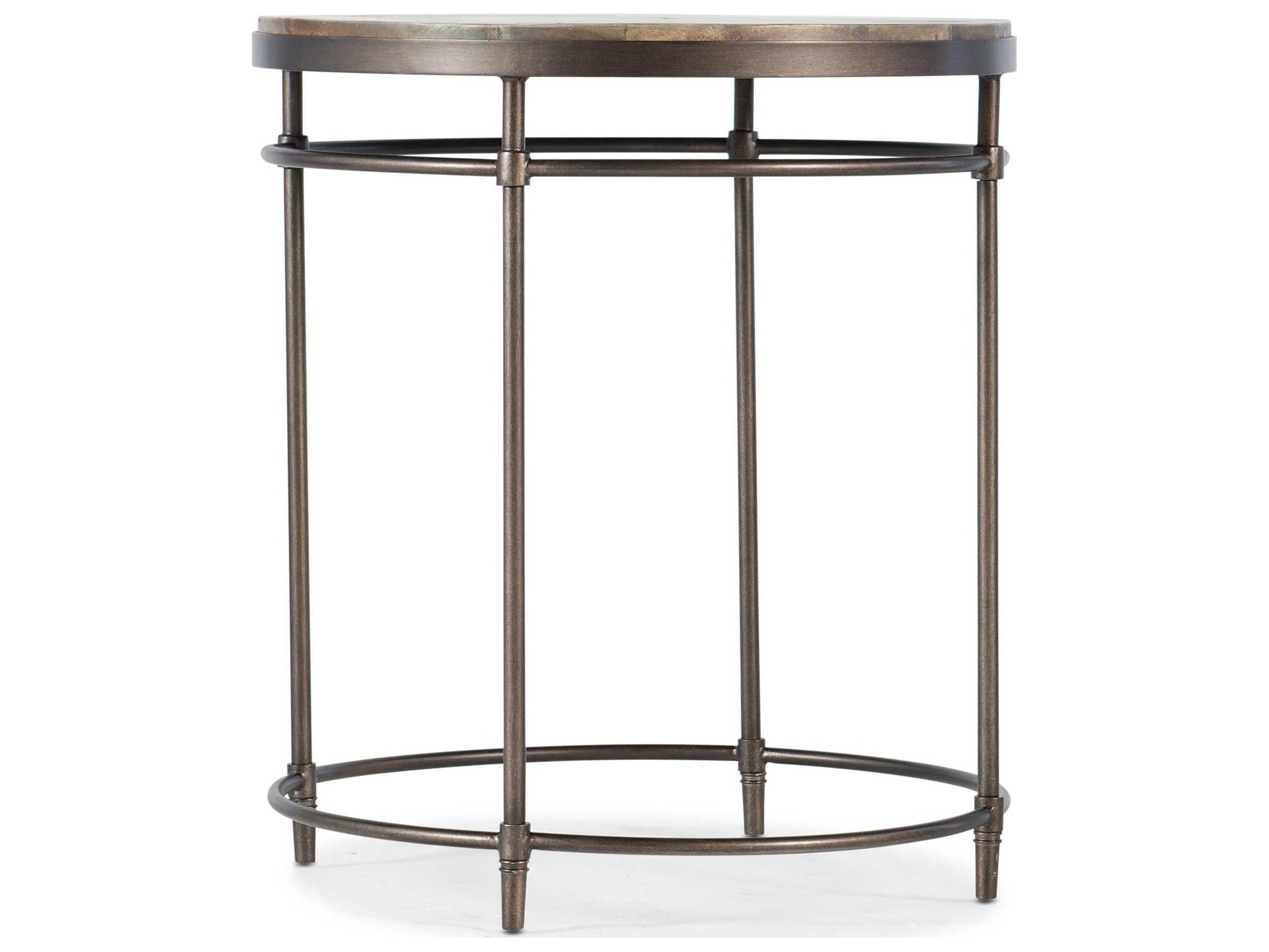 Hooker Furniture St Armand Round Wood Light Natural Antique Bronze End Table
