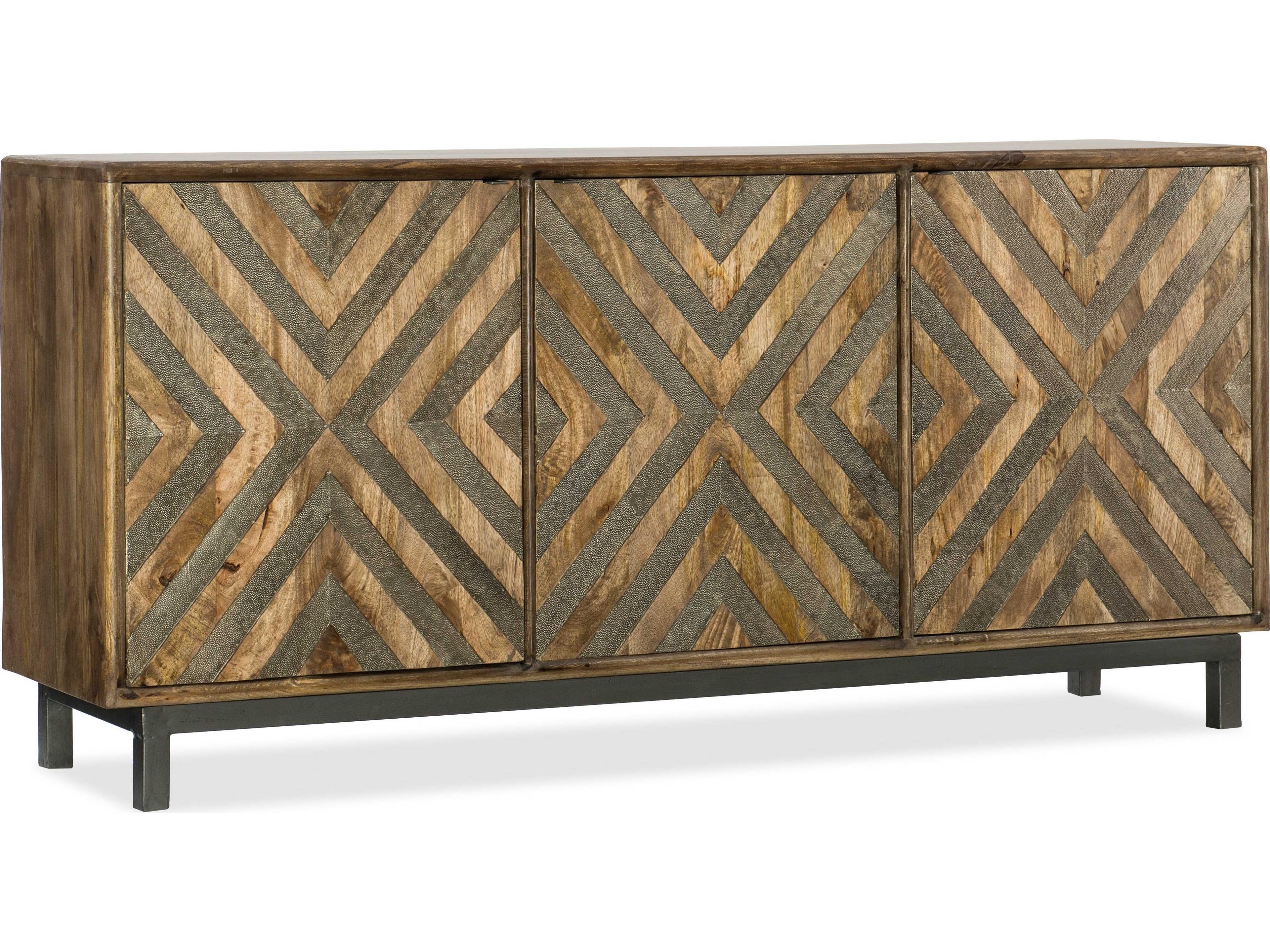 Luxecor Serramonte 69" Mango Wood Brown With Chevron Inlay Media Console