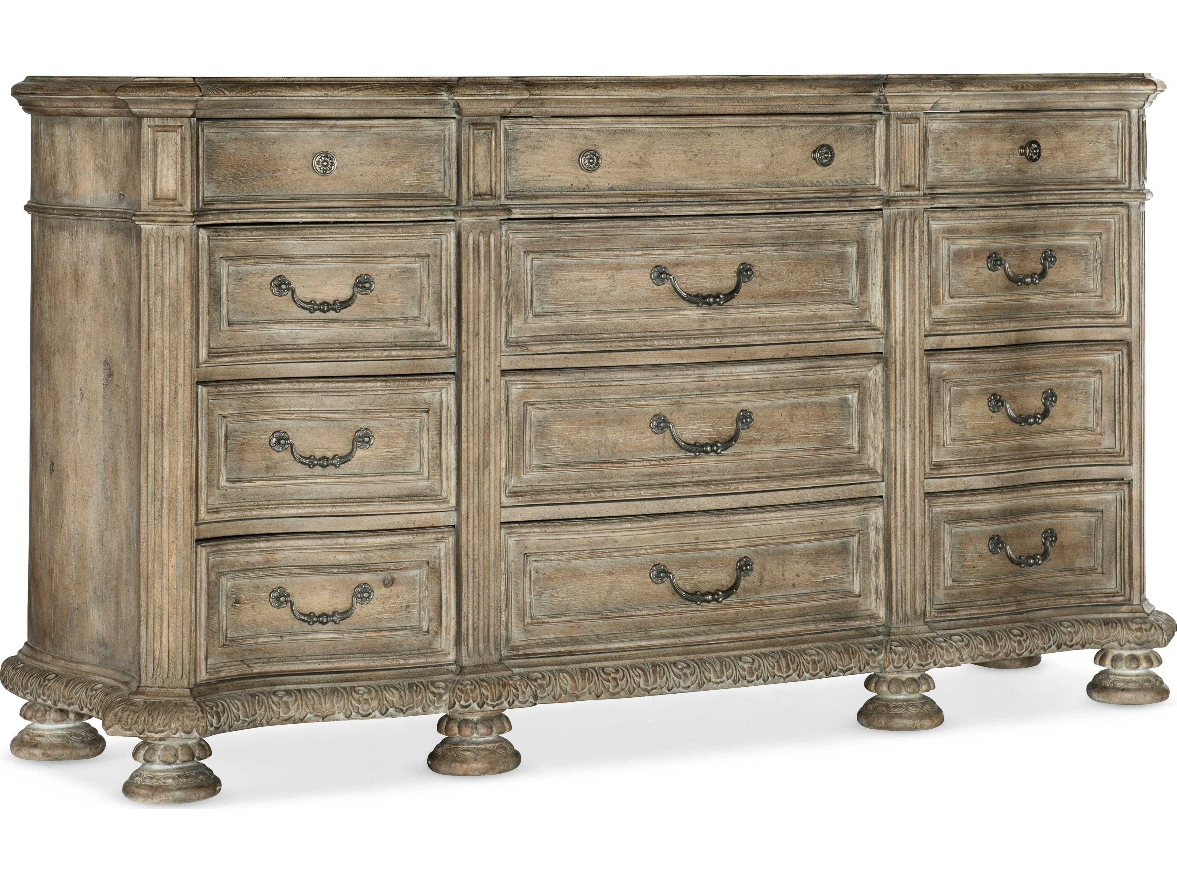 Luxecor Heritage 12-Drawers Brown Ash Wood Dresser