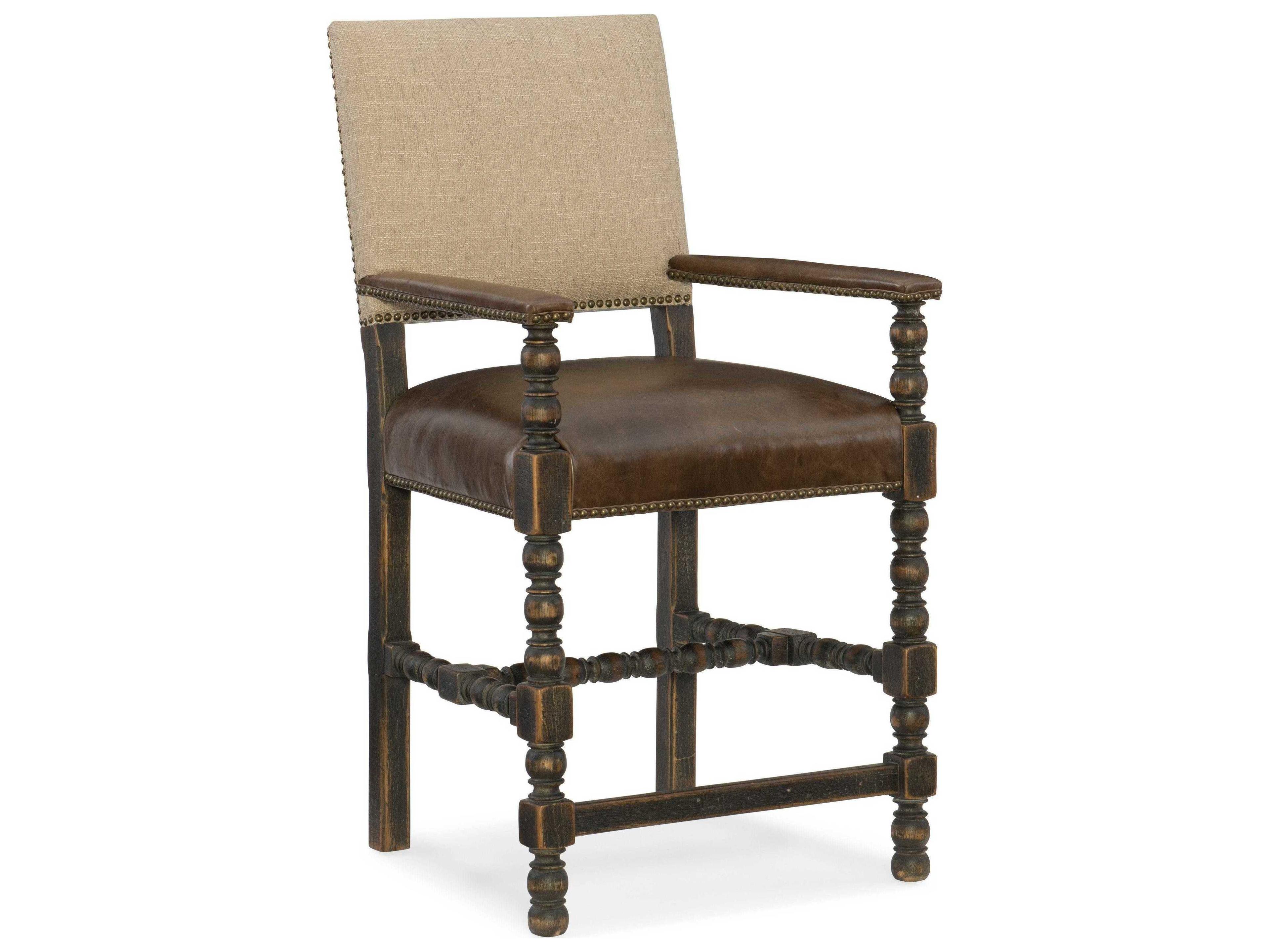 Hooker Furniture Hill Country Leather Hardwood Black Counter Stool