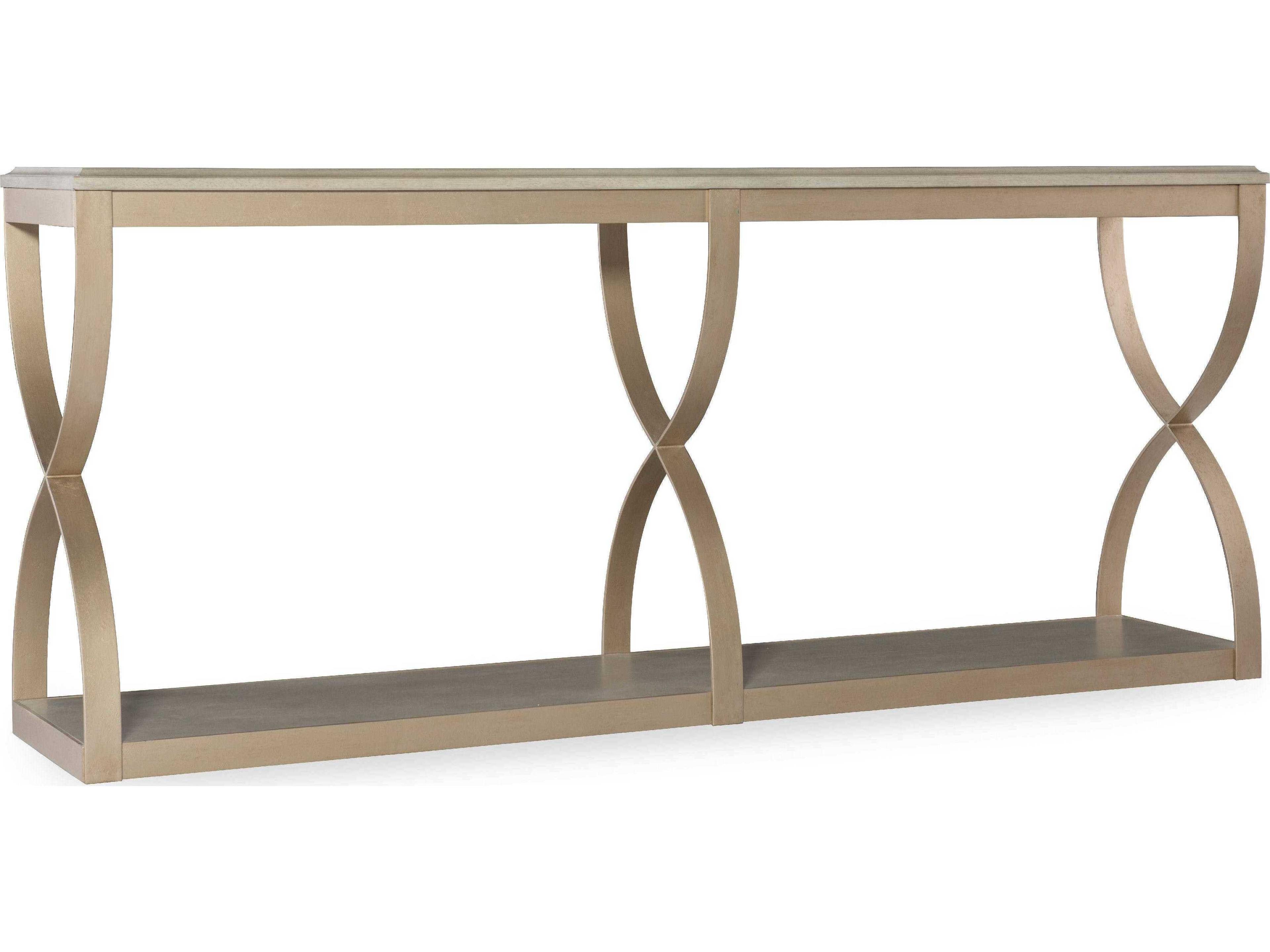 Hooker Furniture Elixir Rectangular Wood Serene Gray Beige Champagne Silver Console Table