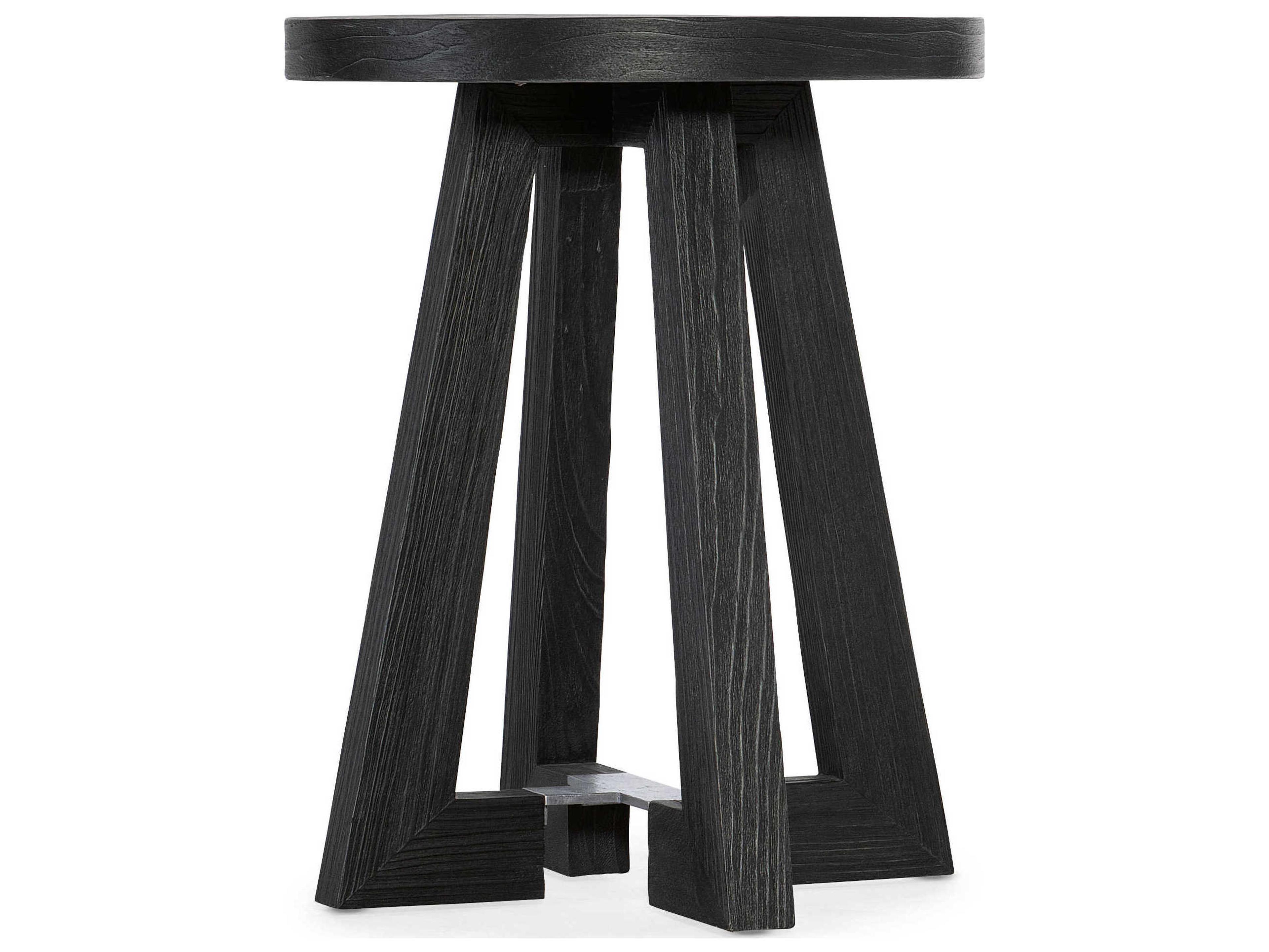 Hooker Furniture Chapman Shou Sugi Ban Round Wood Black End Table