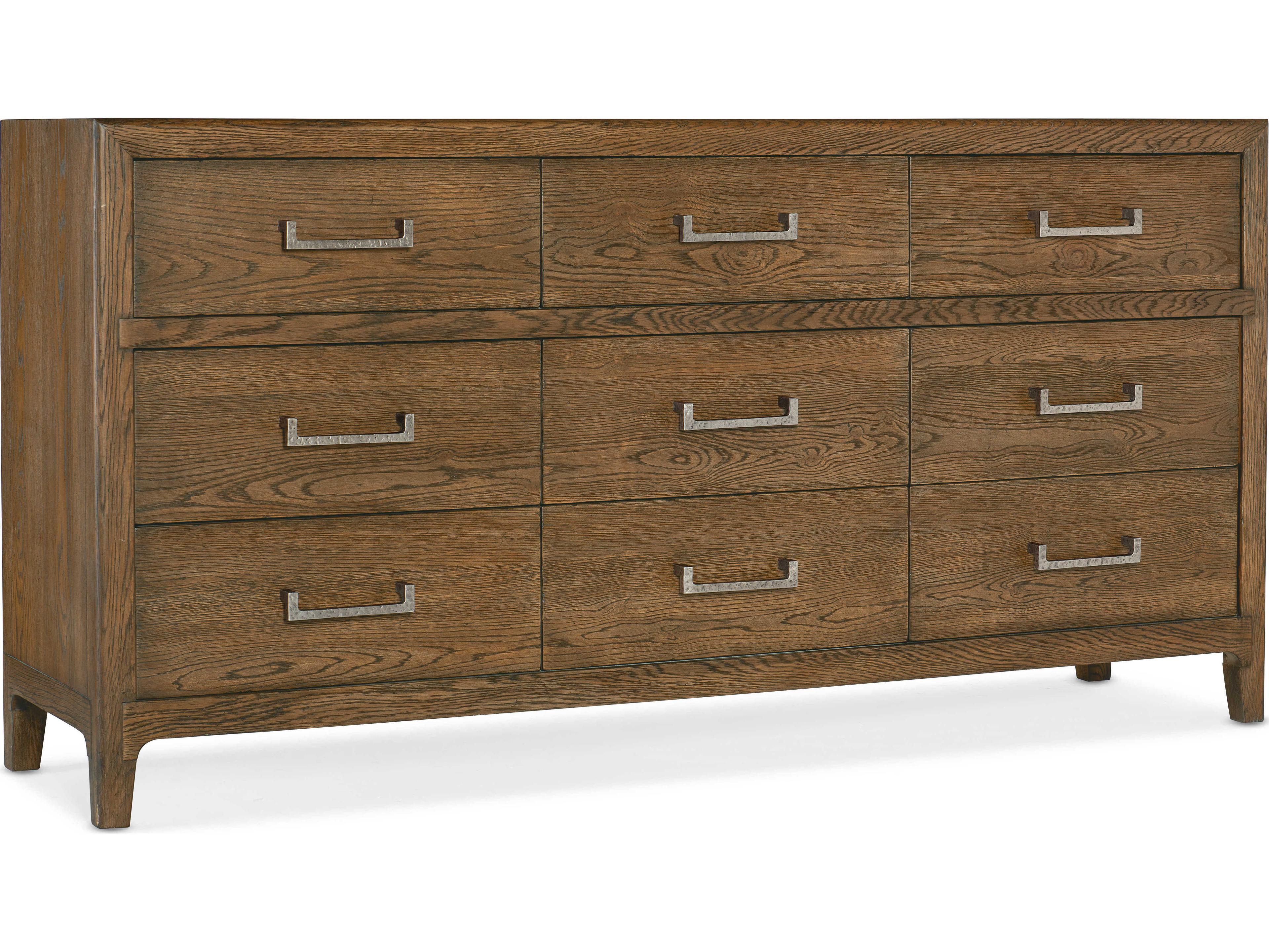 Luxecor Heritage 9-Drawers Brown Oak Wood Dresser