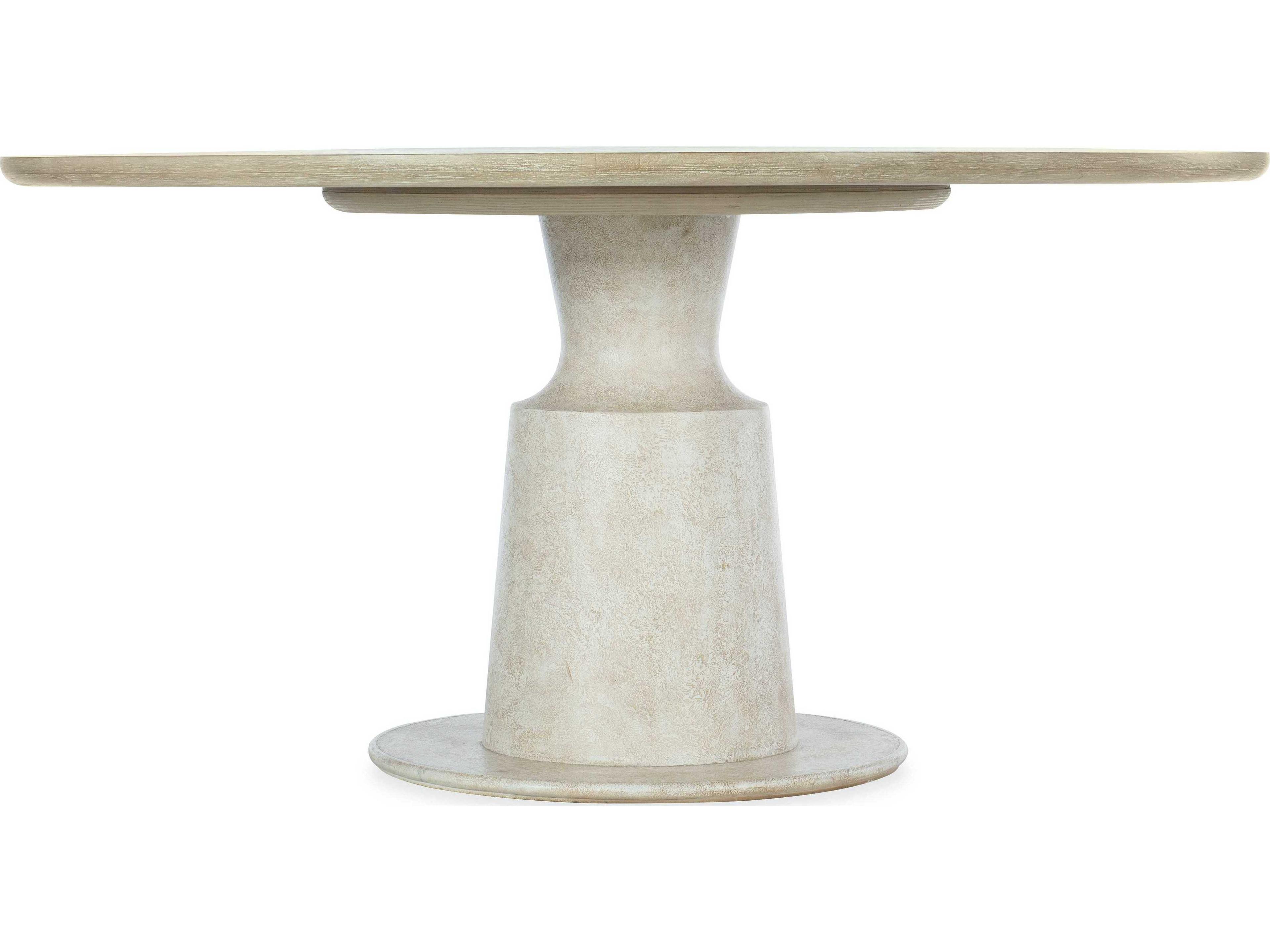 Hooker Furniture Cascade Round Terrain Textured Gesso Light Wood Dining Table