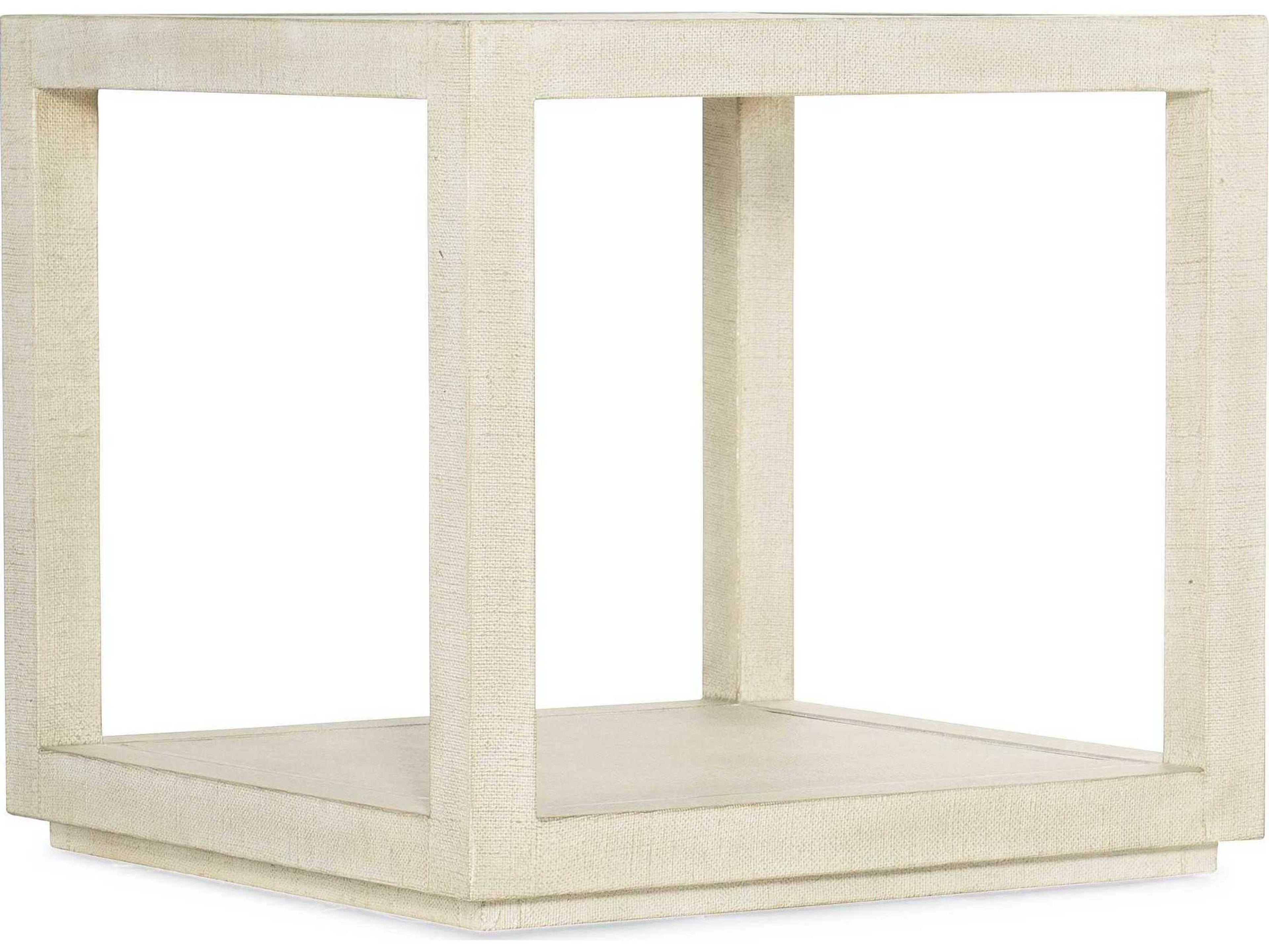 Hooker Furniture Cascade Square Fabric Pebble Beach Champagne End Table