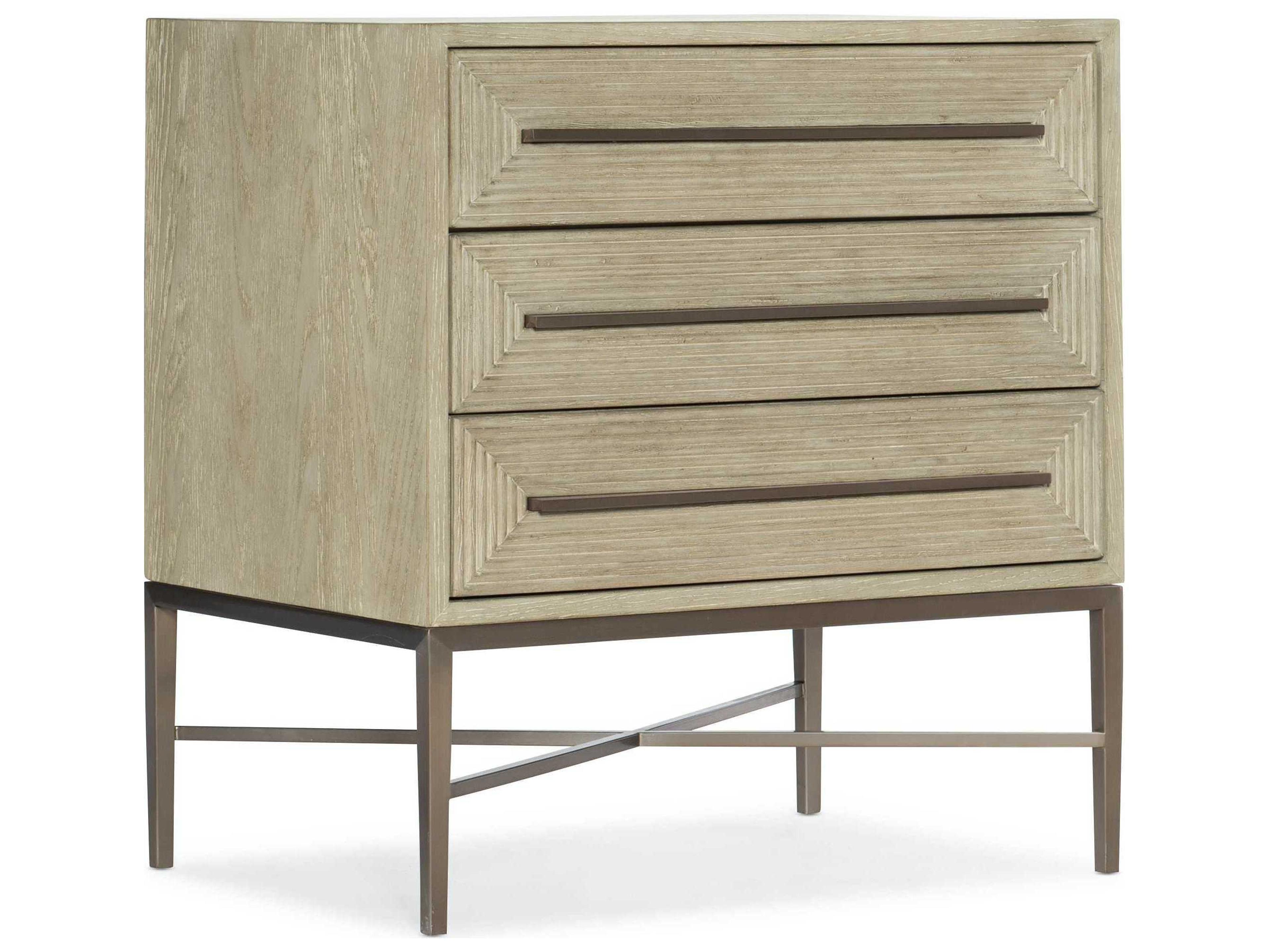 Hooker Furniture Cascade 3-Drawers Beige Oak Wood Nightstand