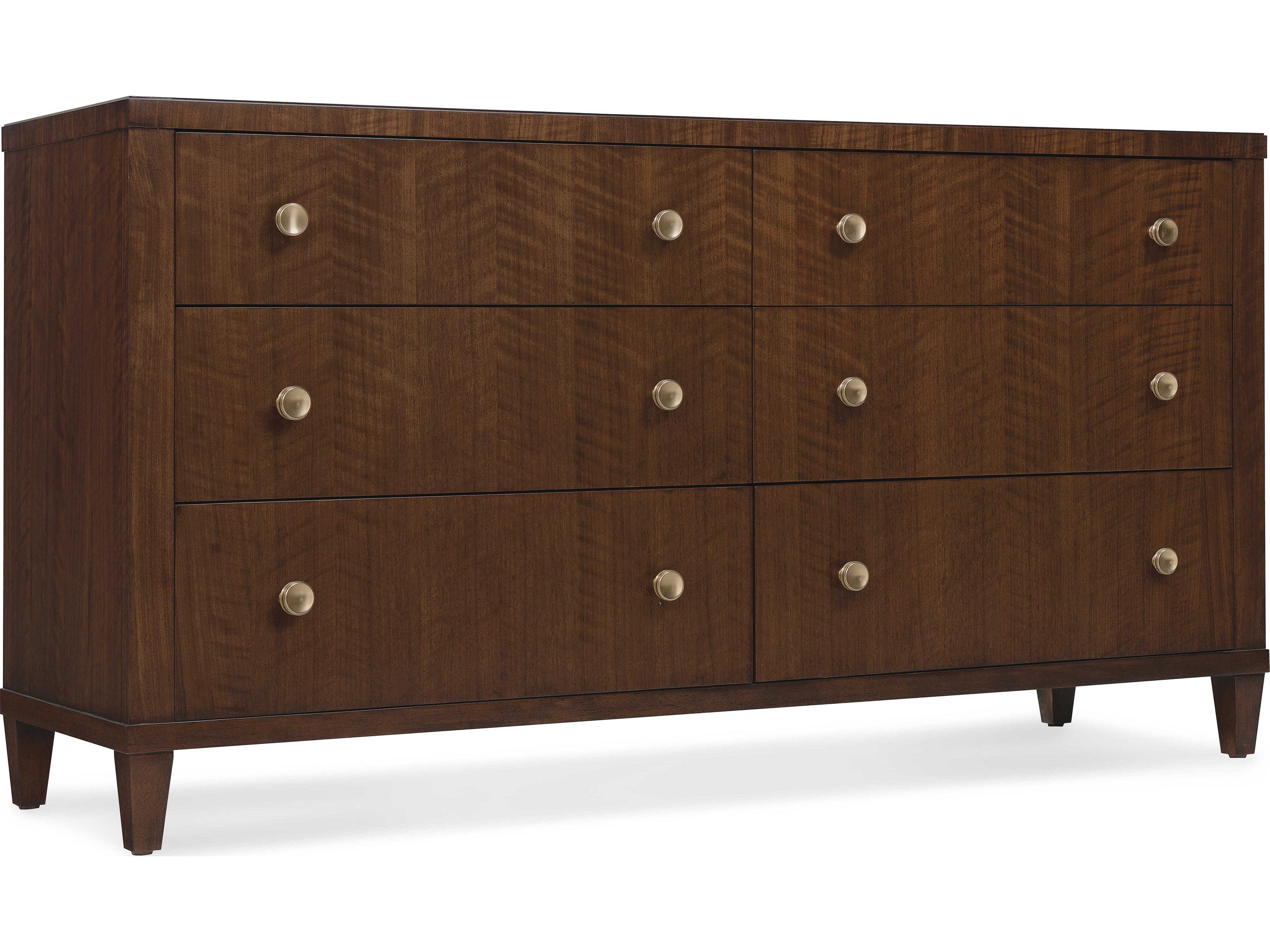 Hooker Furniture Archives 6-Drawers Brown Oak Wood Double Dresser