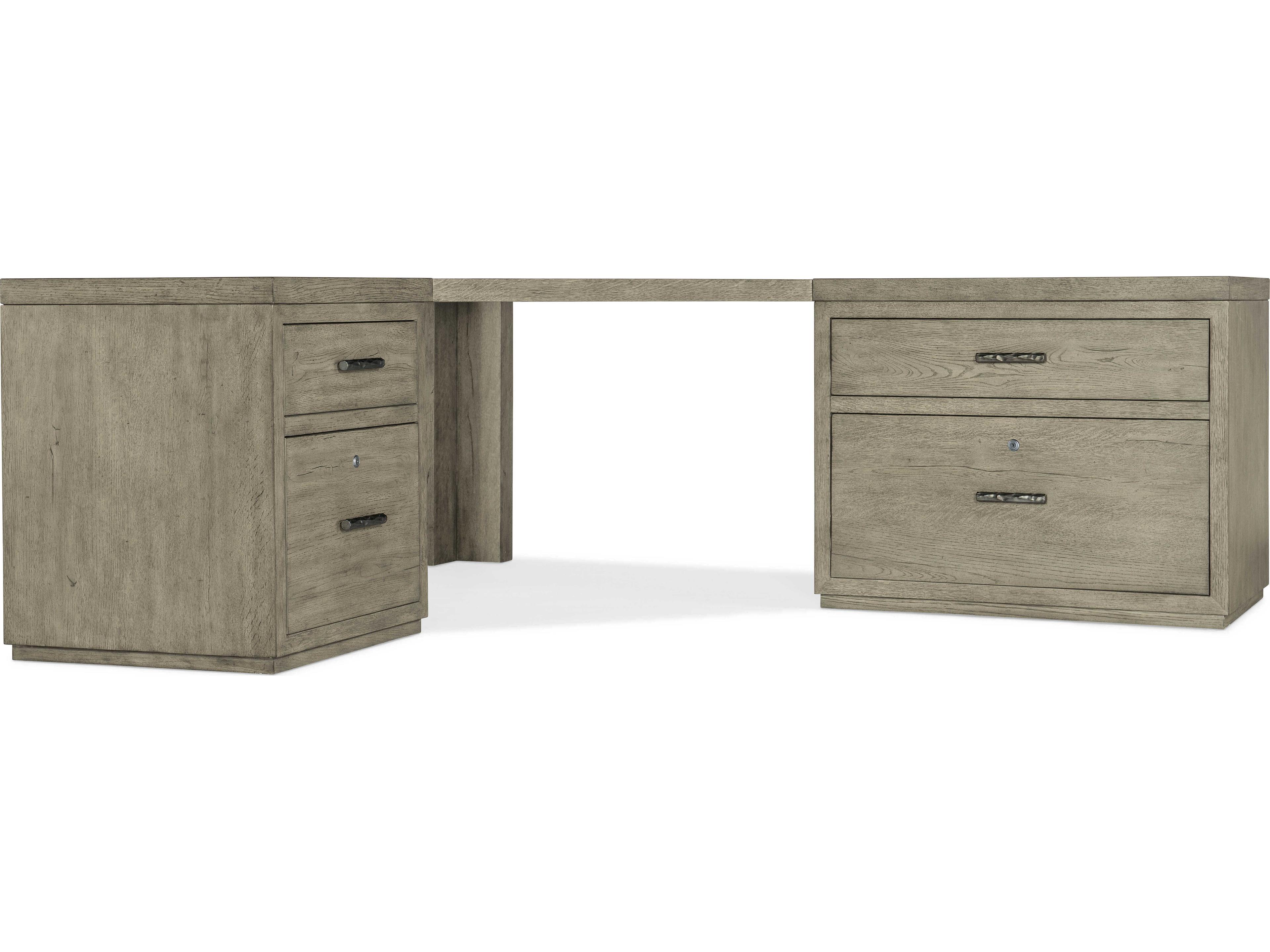 Hooker Furniture Linville Falls Wood Gray Oak Corner Desk