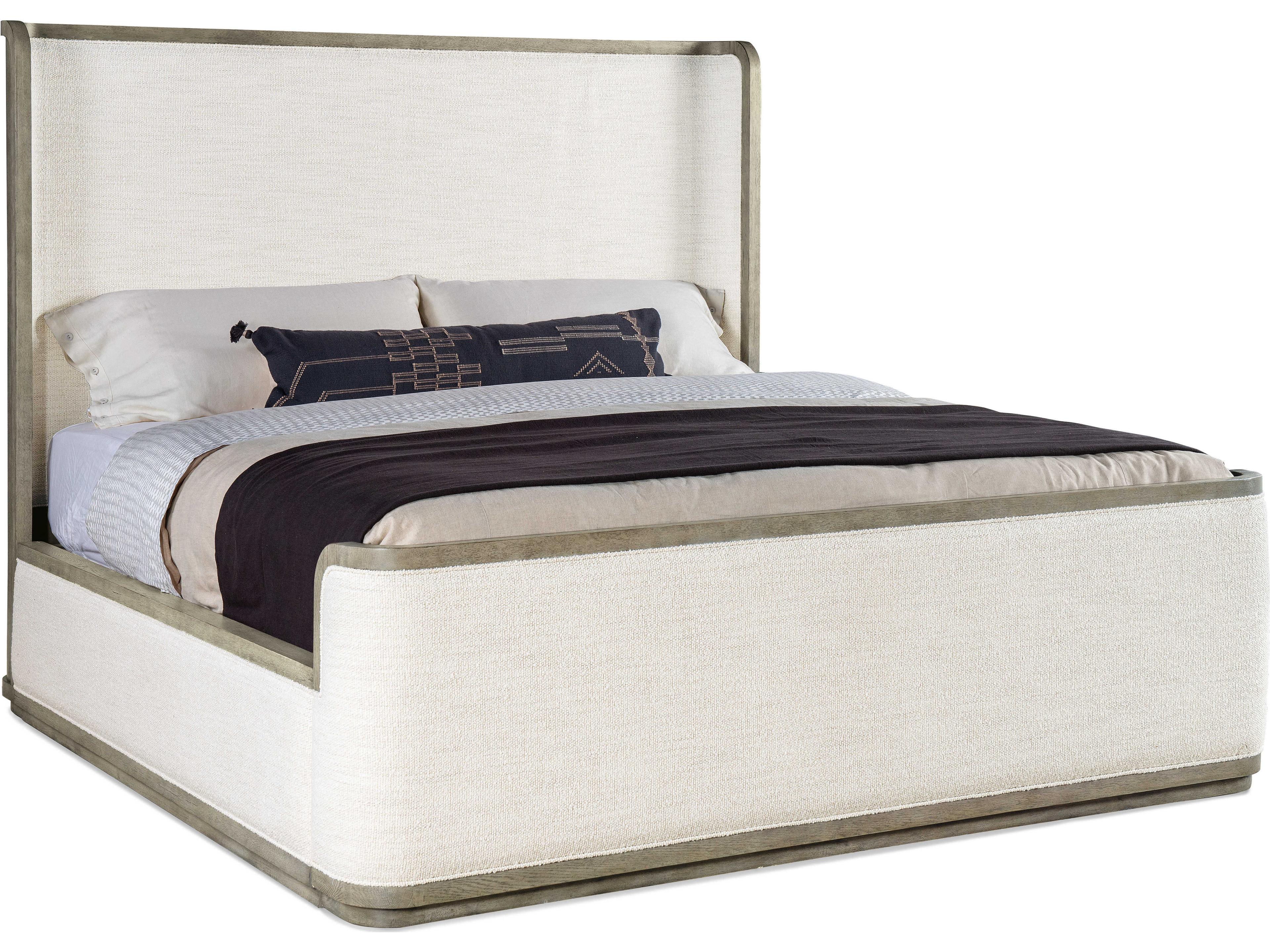 Hooker Furniture Linville Falls Boones Merino Pearl Wood White Solid Upholstered King Platform Bed