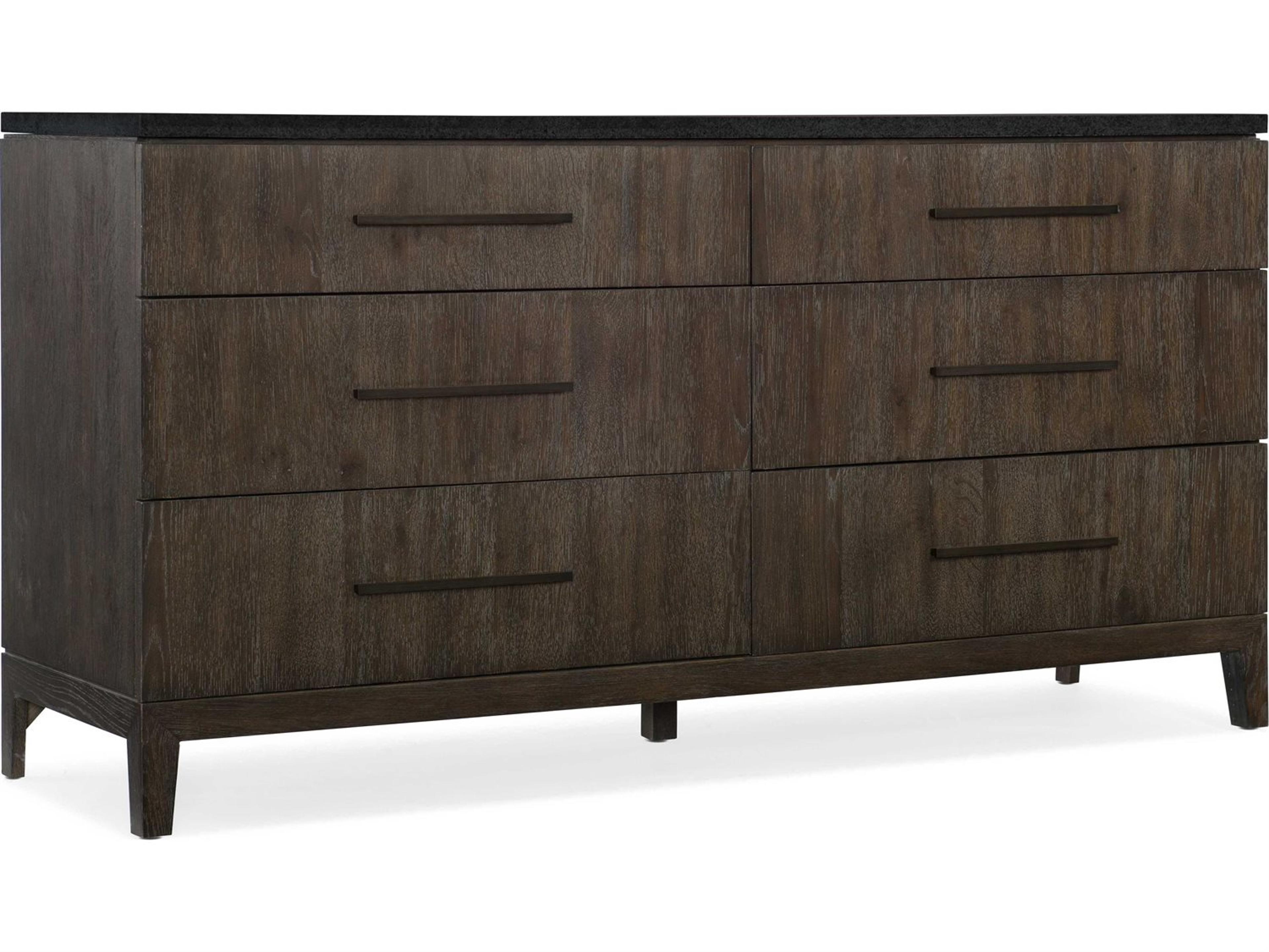 Luxecor Heritage Raphael 6-Drawers Brown Oak Wood Double Dresser