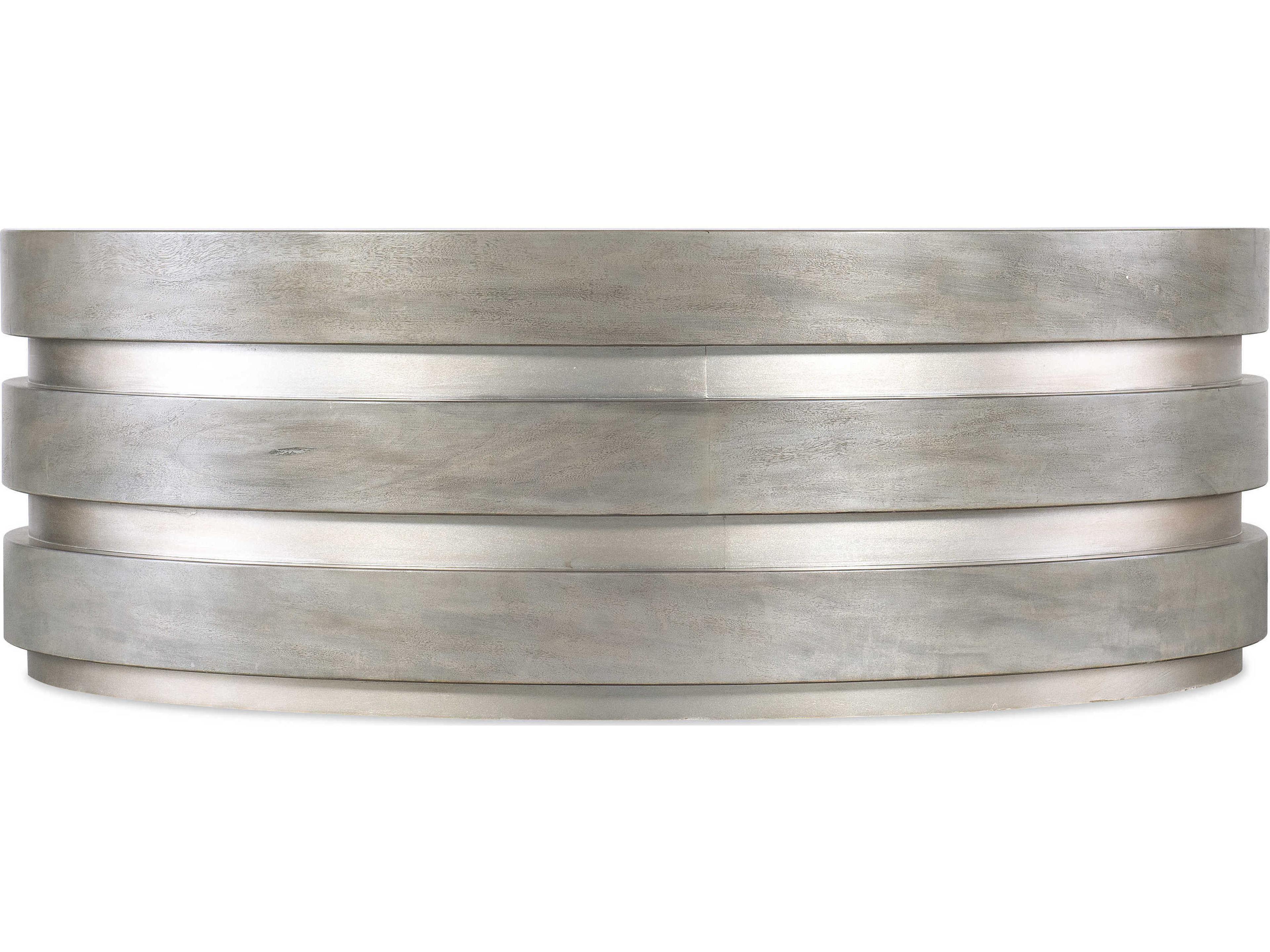 Hooker Furniture Melange Guilded Round Wood Gray With Silver Leaf Cocktail Table